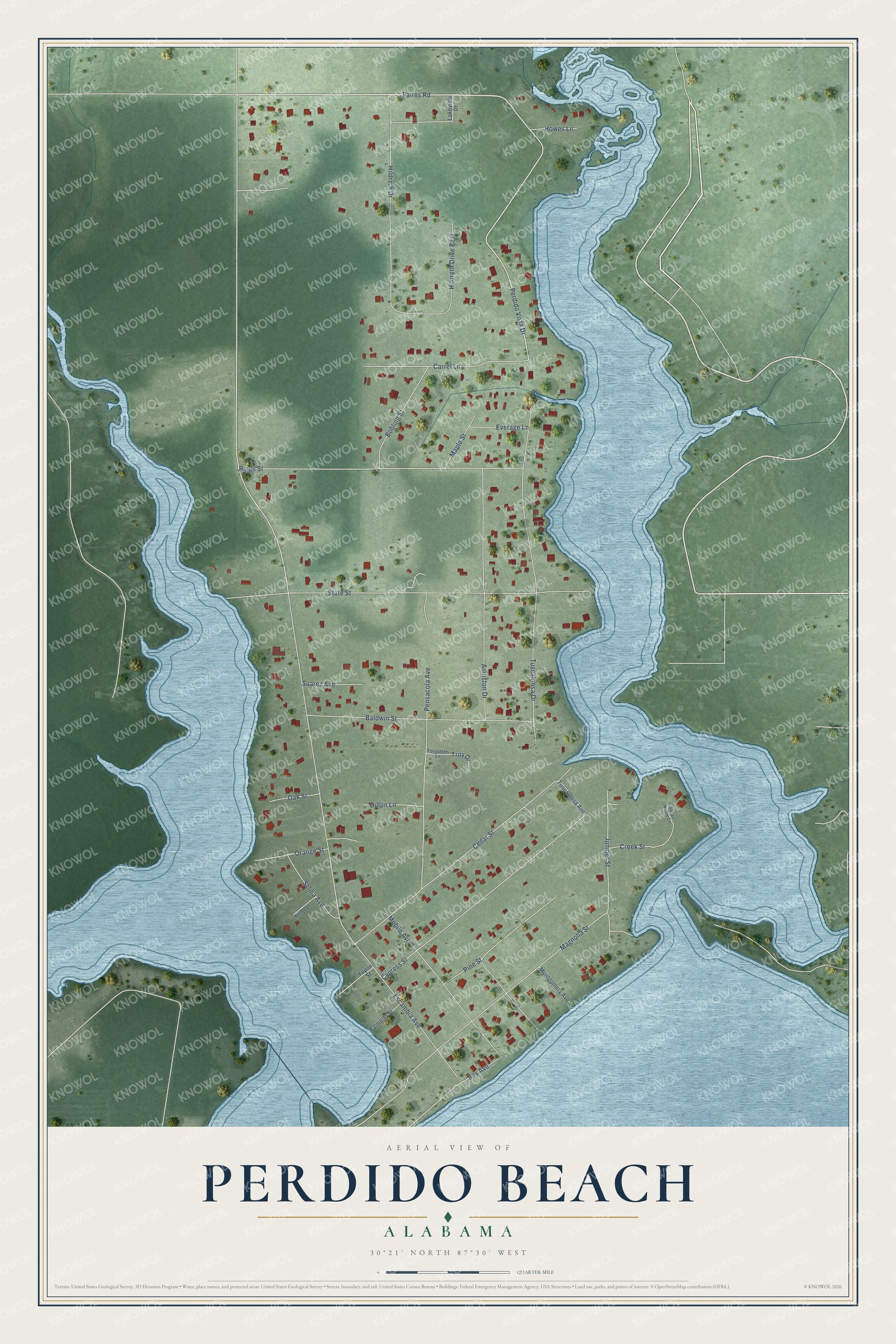 Watermarked full-map preview of Perdido Beach, Alabama