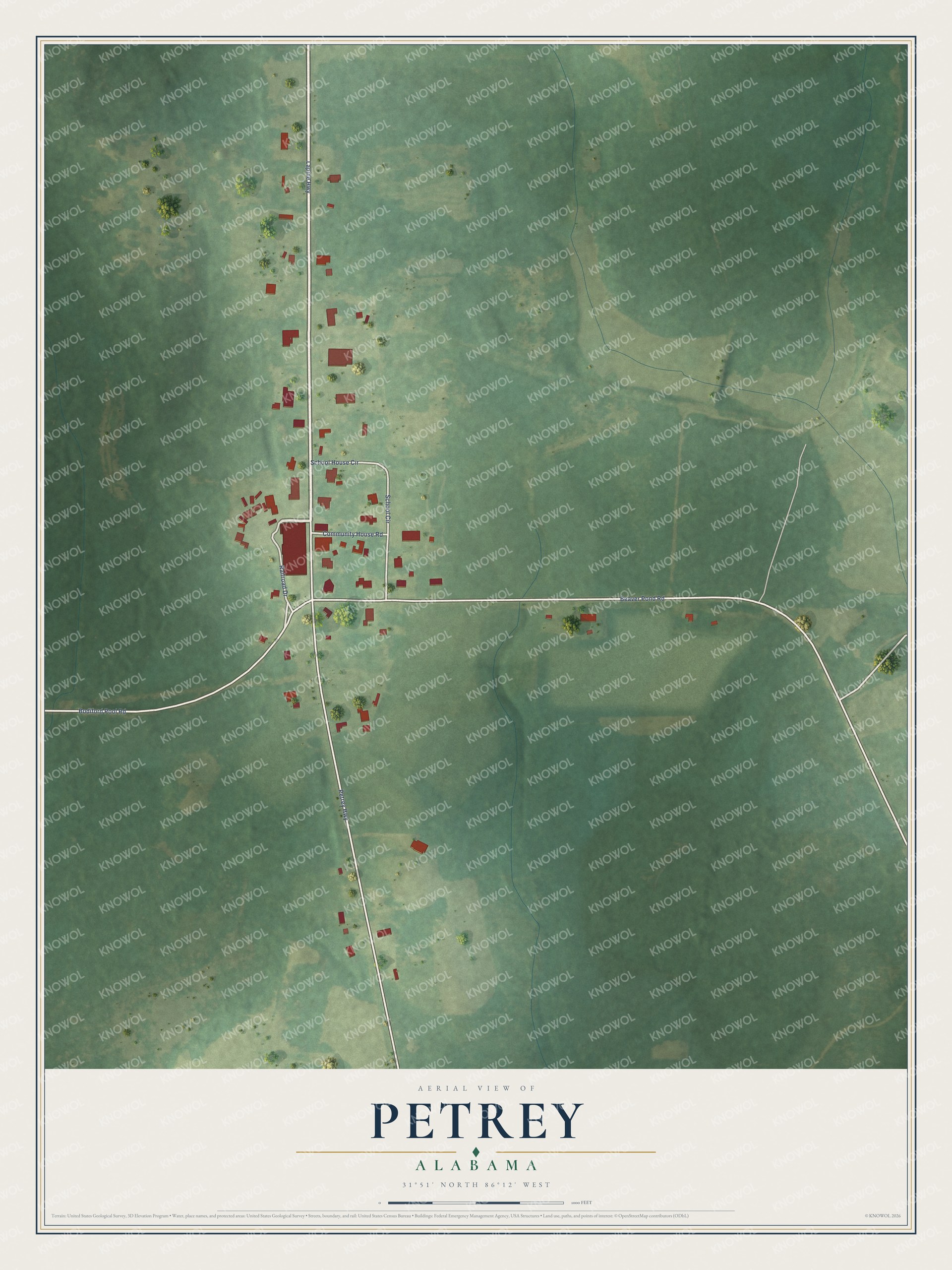 Watermarked full-map preview of Petrey, Alabama