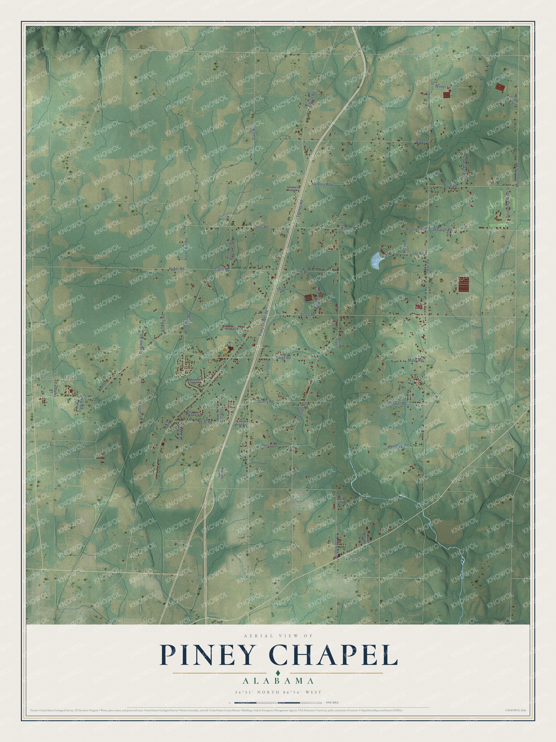 Watermarked full-map preview of Piney Chapel, Alabama