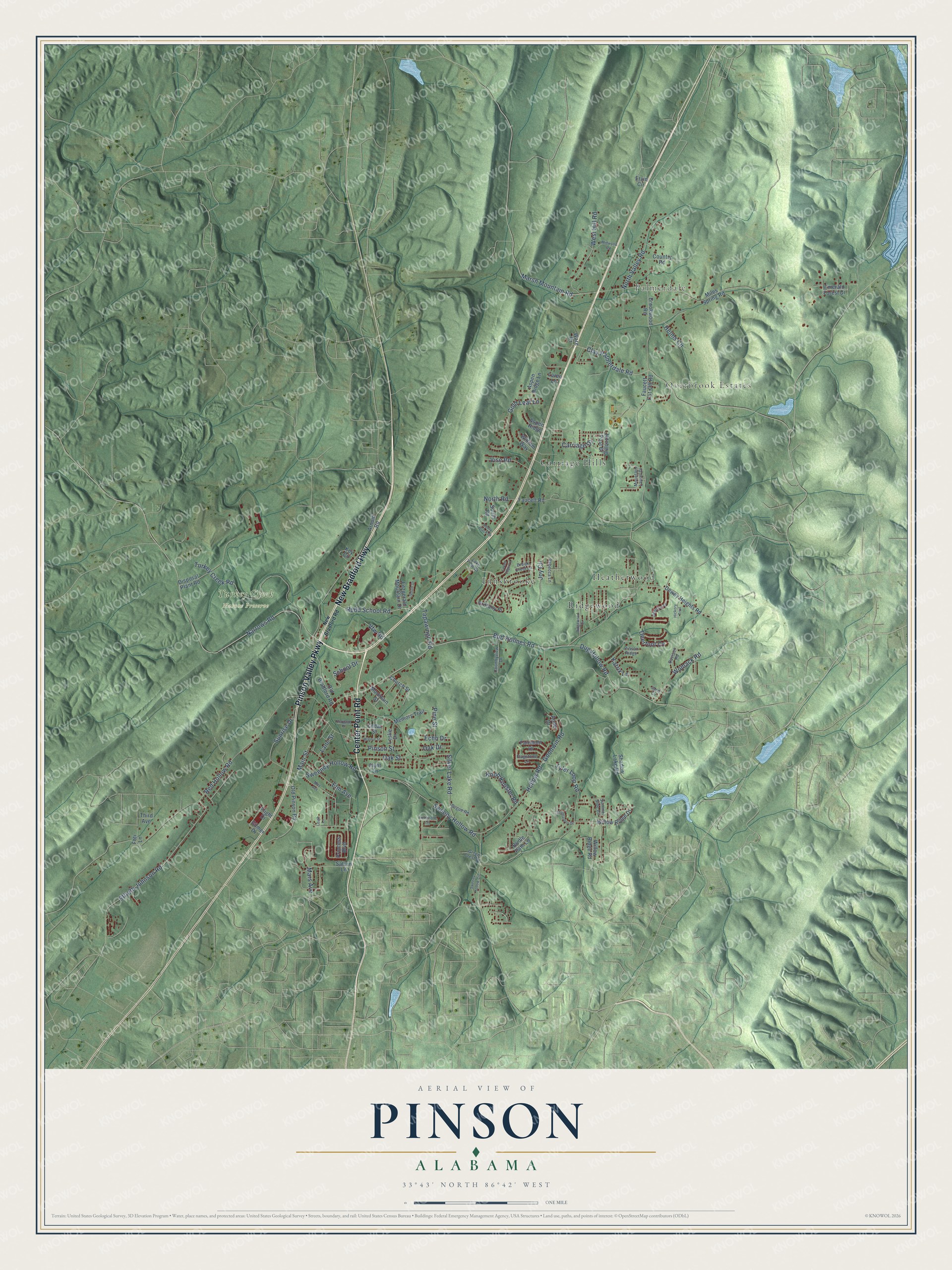Watermarked full-map preview of Pinson, Alabama