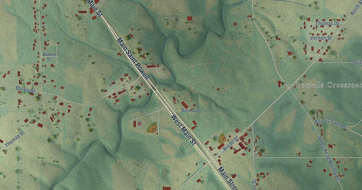 Map of Powell, Alabama in 2026
