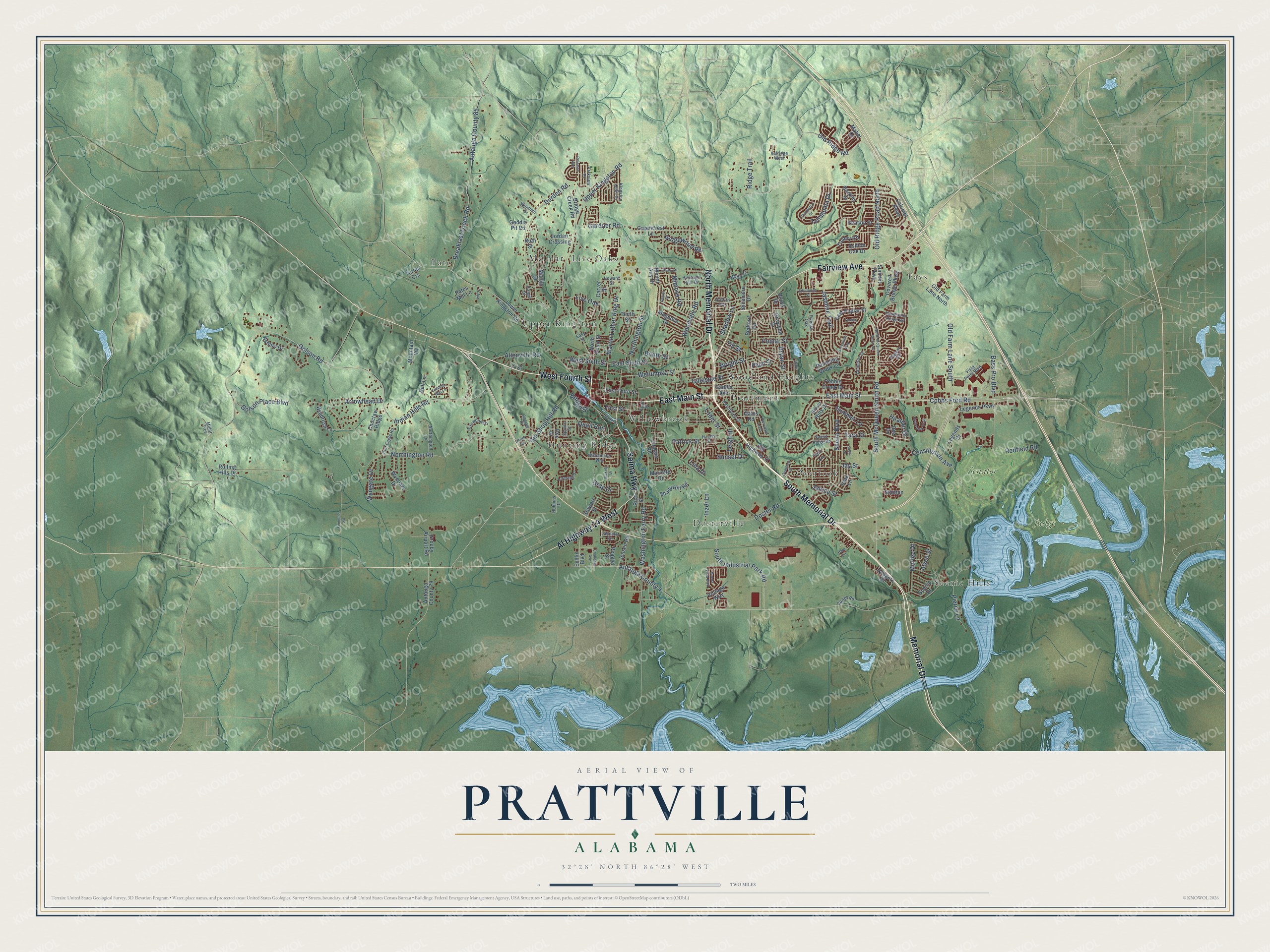 Watermarked full-map preview of Prattville, Alabama