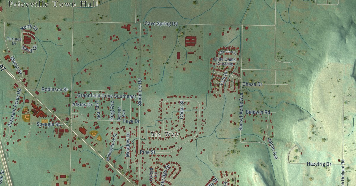 Map of Priceville, Alabama in 2026
