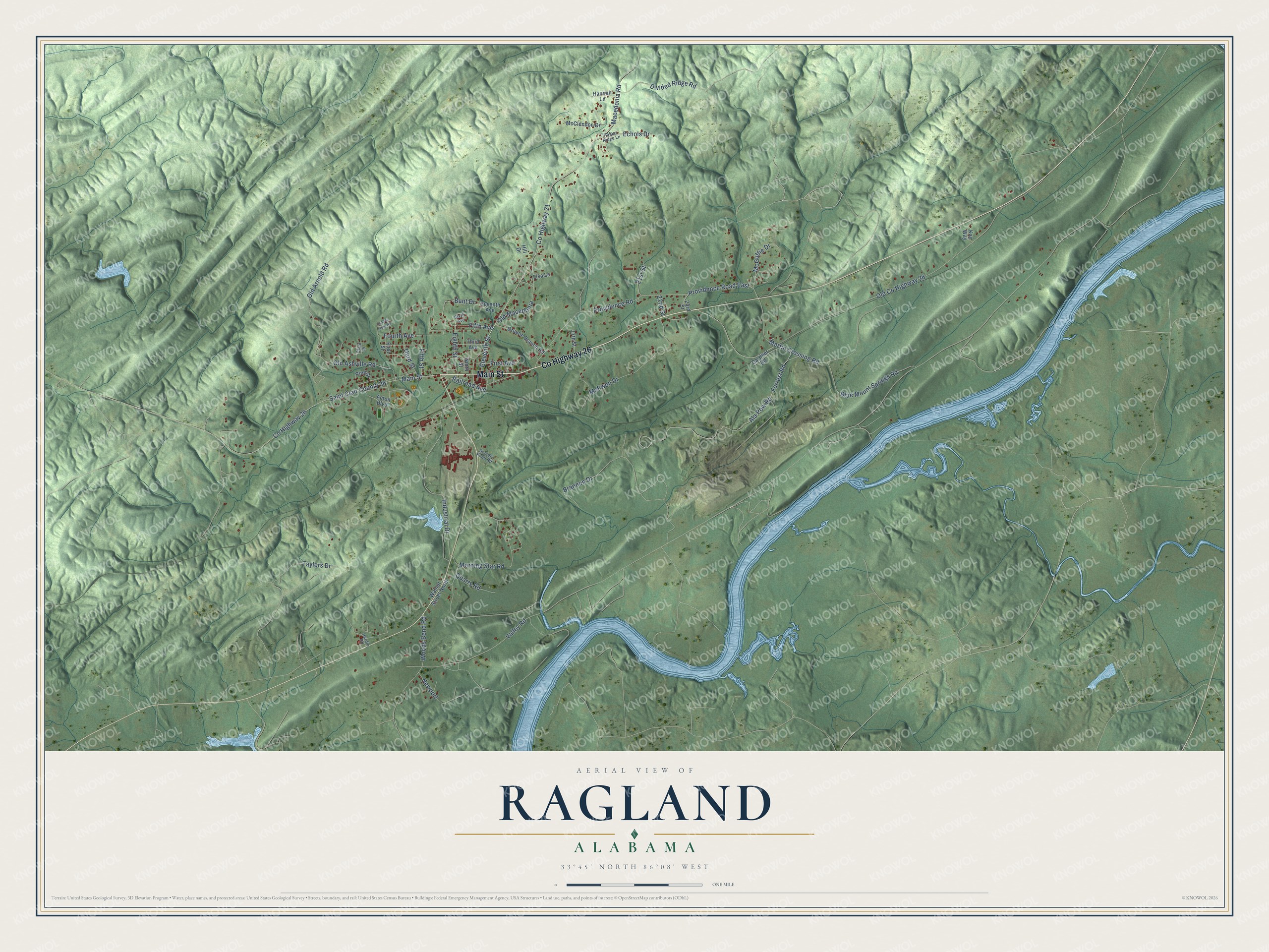 Watermarked full-map preview of Ragland, Alabama