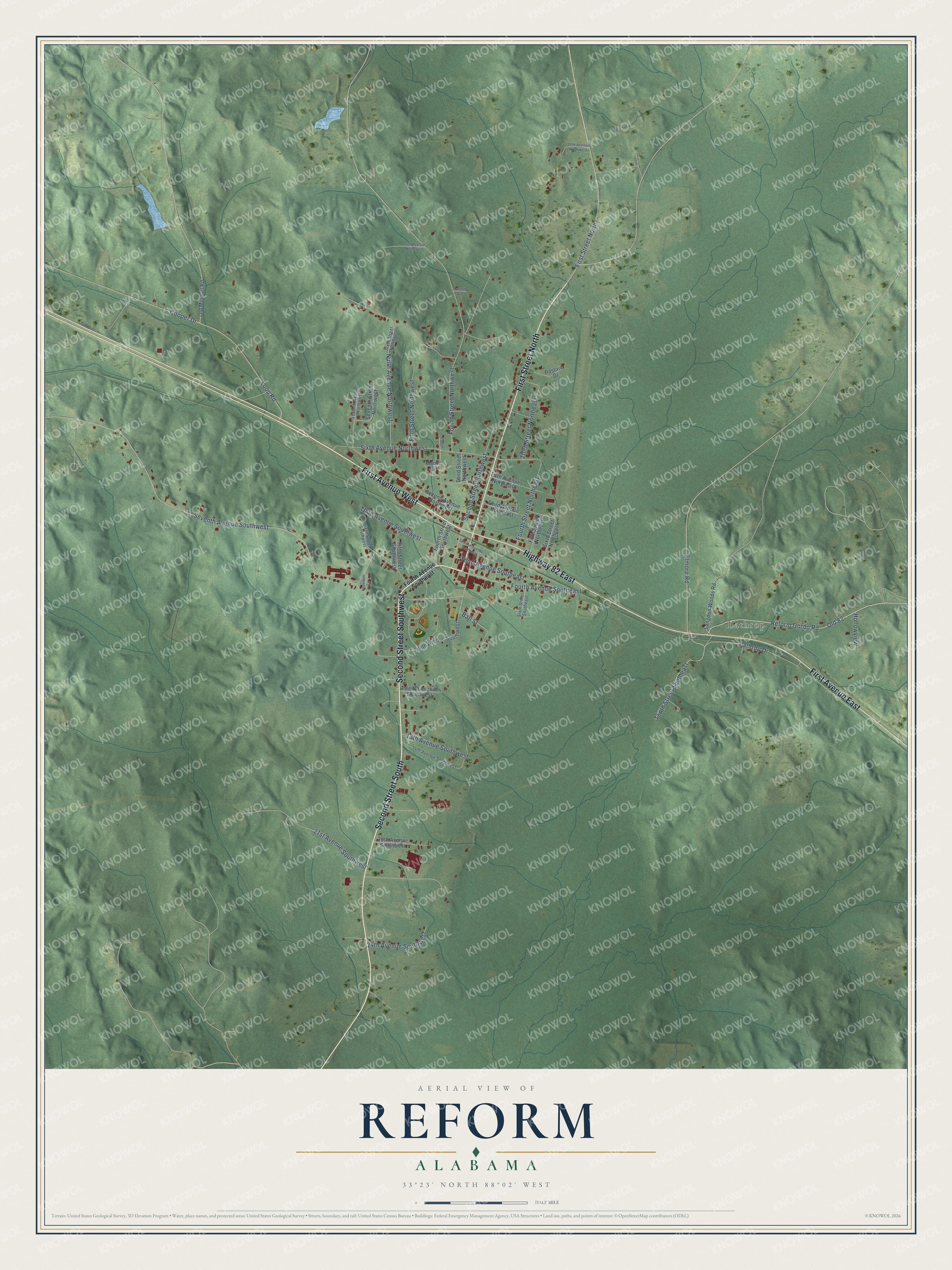 Watermarked full-map preview of Reform, Alabama