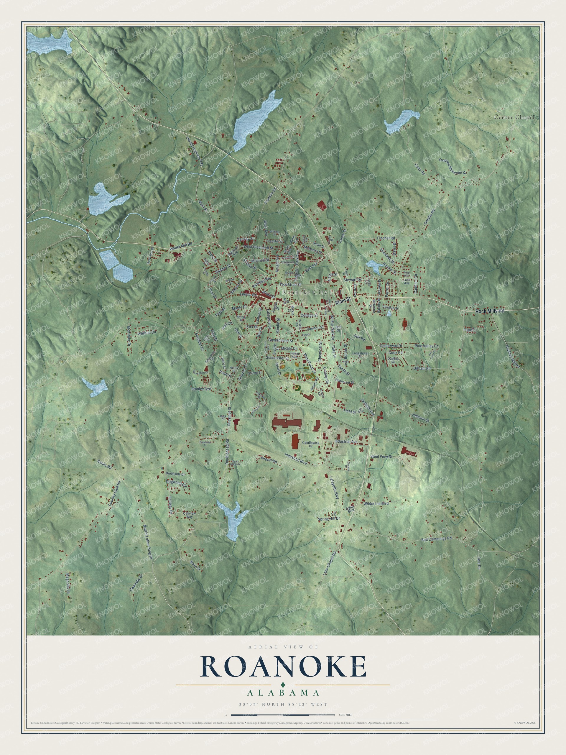 Watermarked full-map preview of Roanoke, Alabama