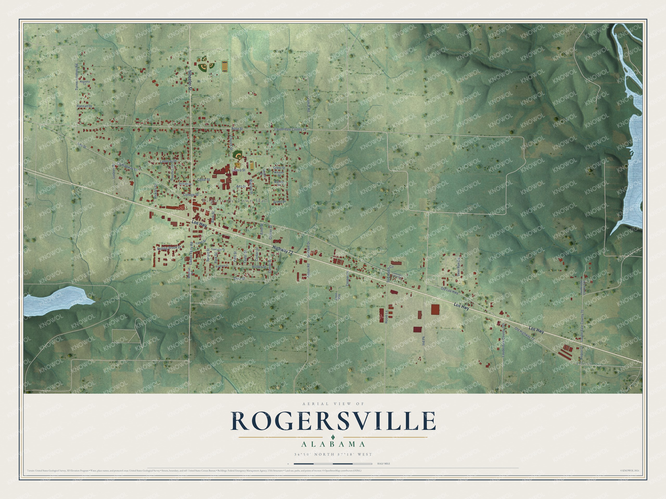 Watermarked full-map preview of Rogersville, Alabama