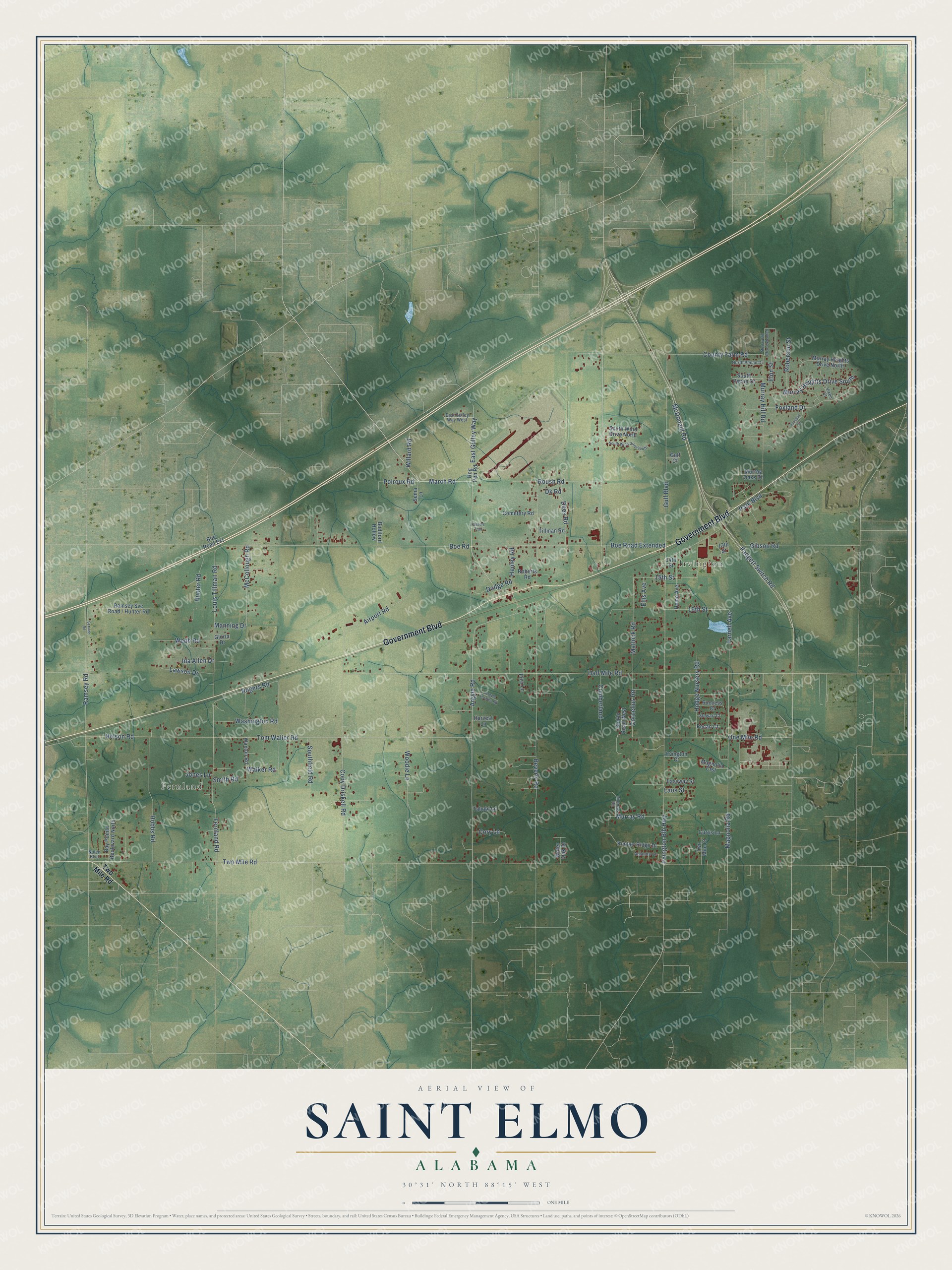 Watermarked full-map preview of Saint Elmo, Alabama