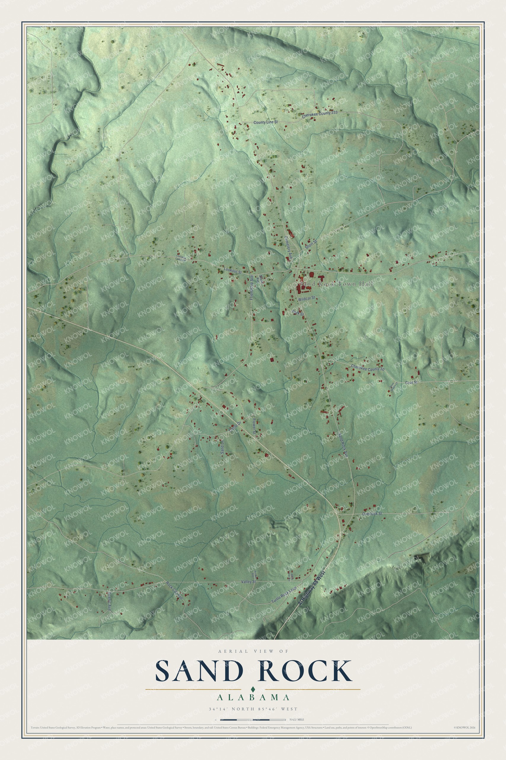Watermarked full-map preview of Sand Rock, Alabama