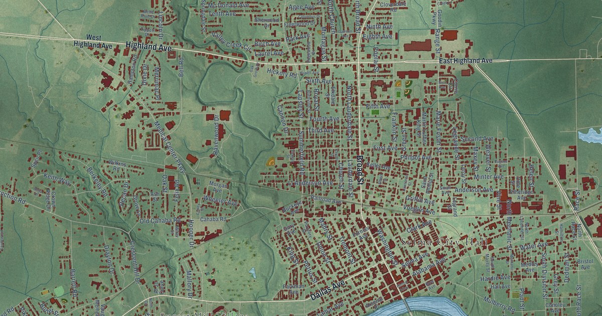 Map of Selma, Alabama in 2026