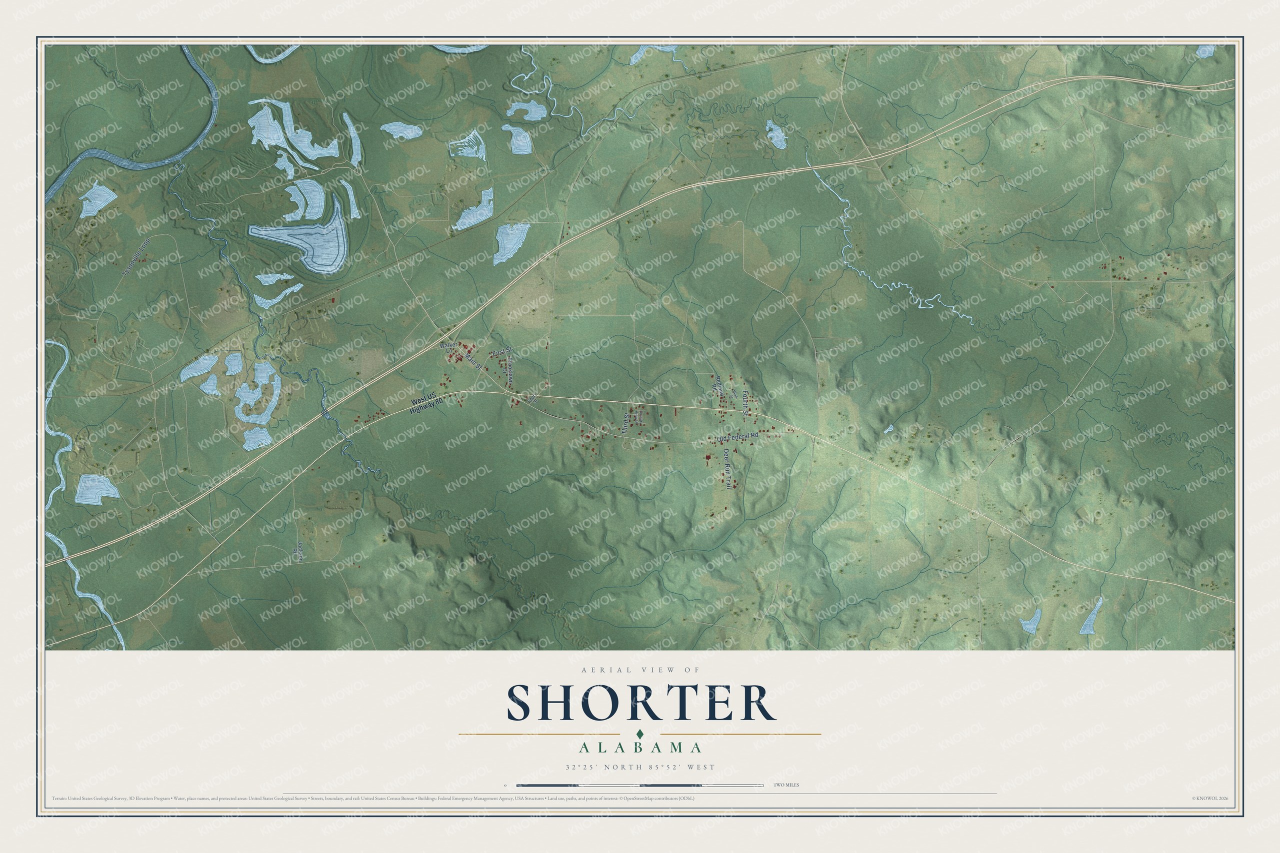 Watermarked full-map preview of Shorter, Alabama