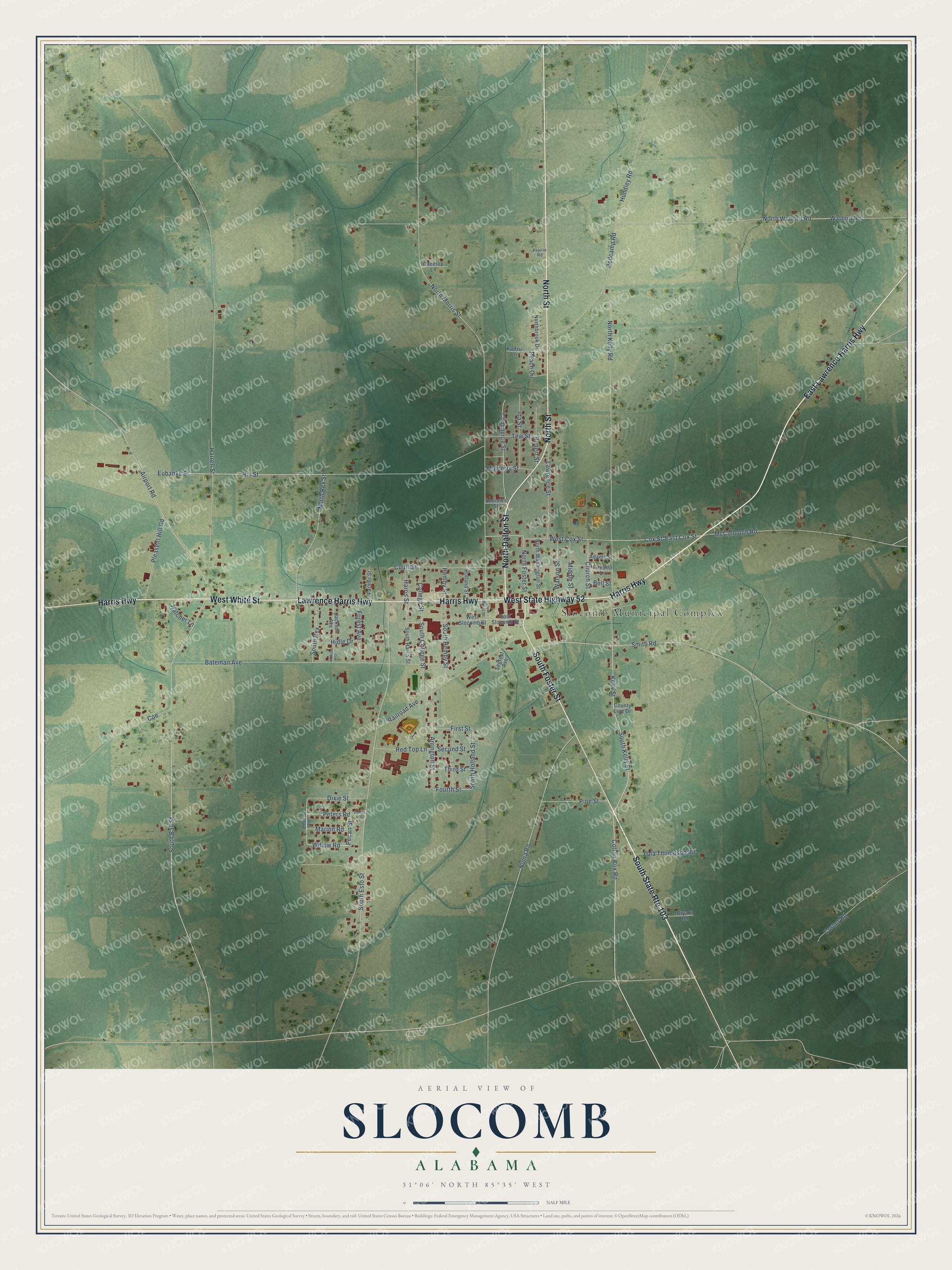 Watermarked full-map preview of Slocomb, Alabama