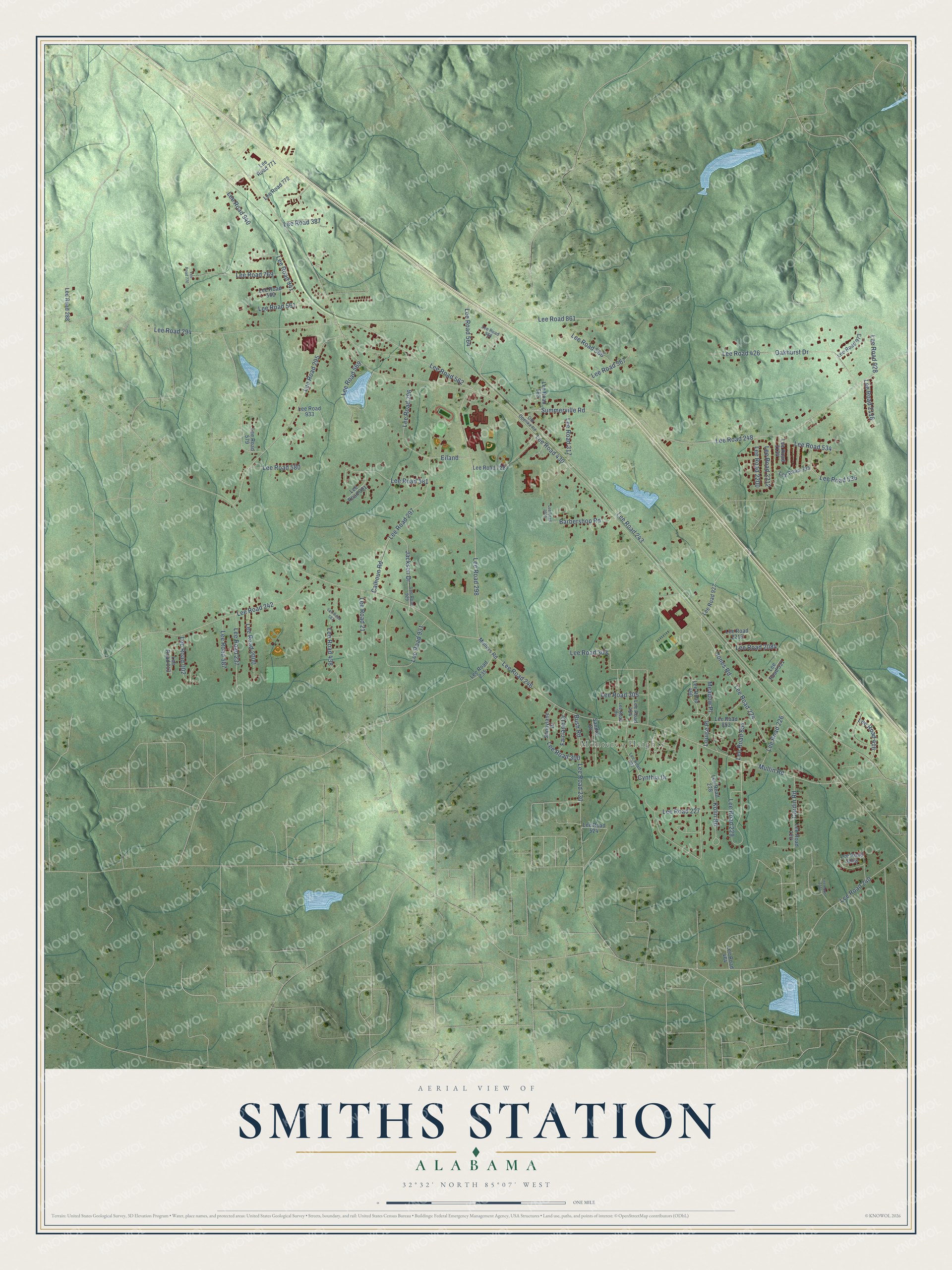 Watermarked full-map preview of Smiths Station, Alabama