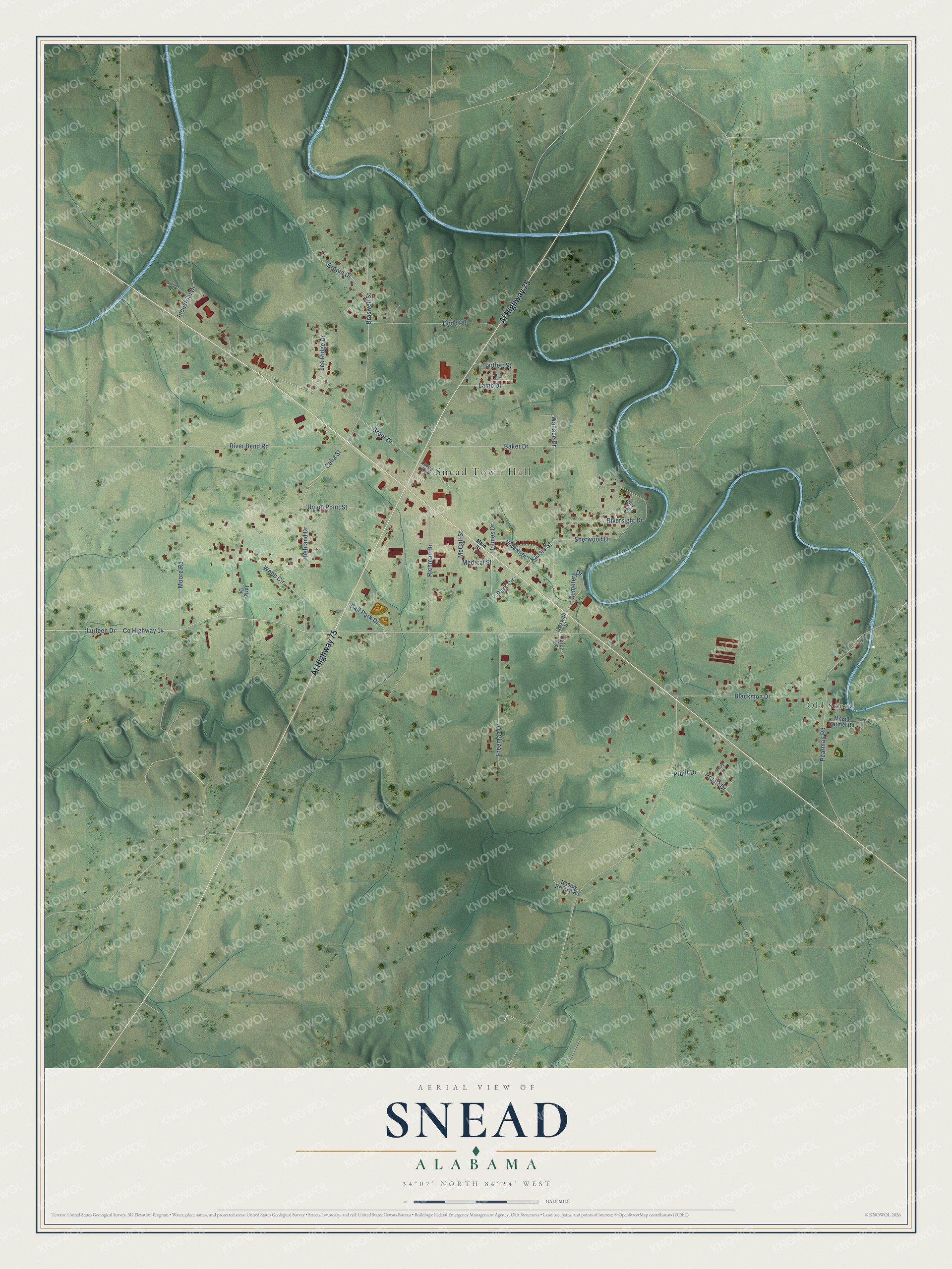 Watermarked full-map preview of Snead, Alabama