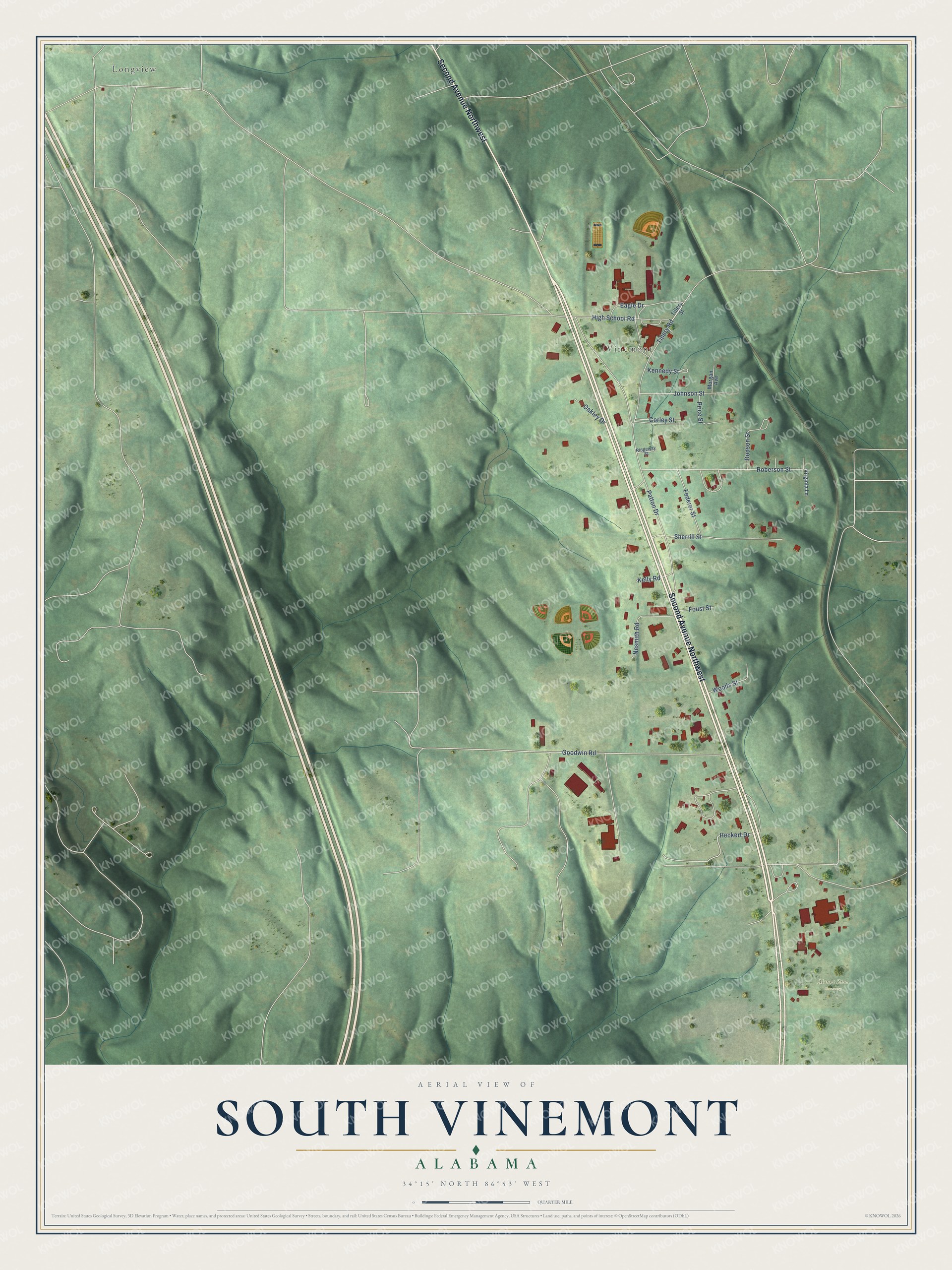 Watermarked full-map preview of South Vinemont, Alabama