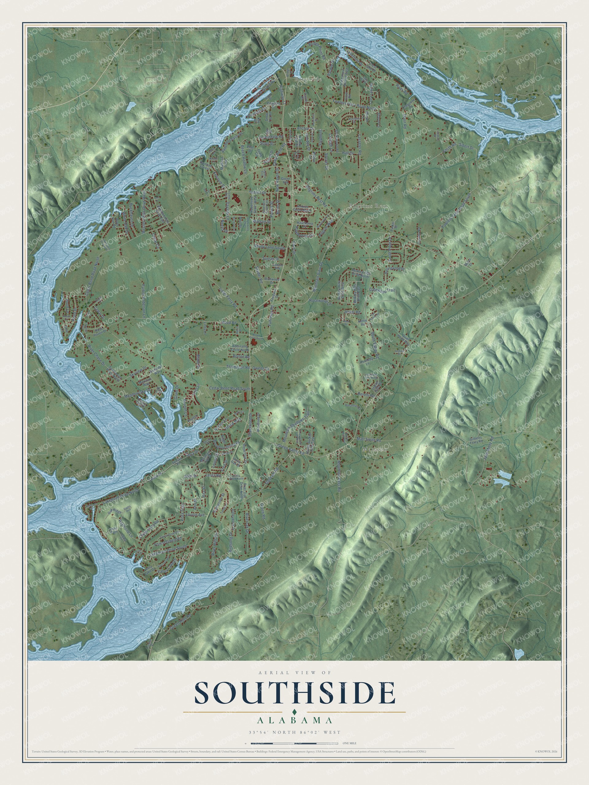 Watermarked full-map preview of Southside, Alabama