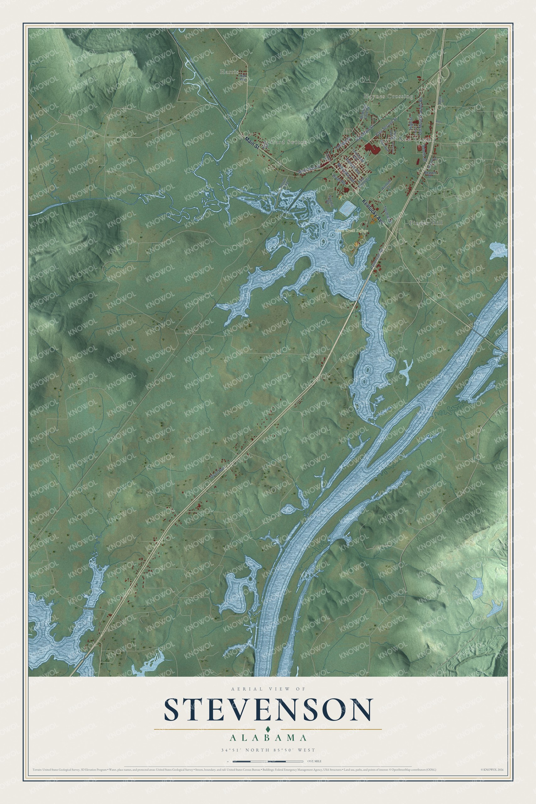 Watermarked full-map preview of Stevenson, Alabama