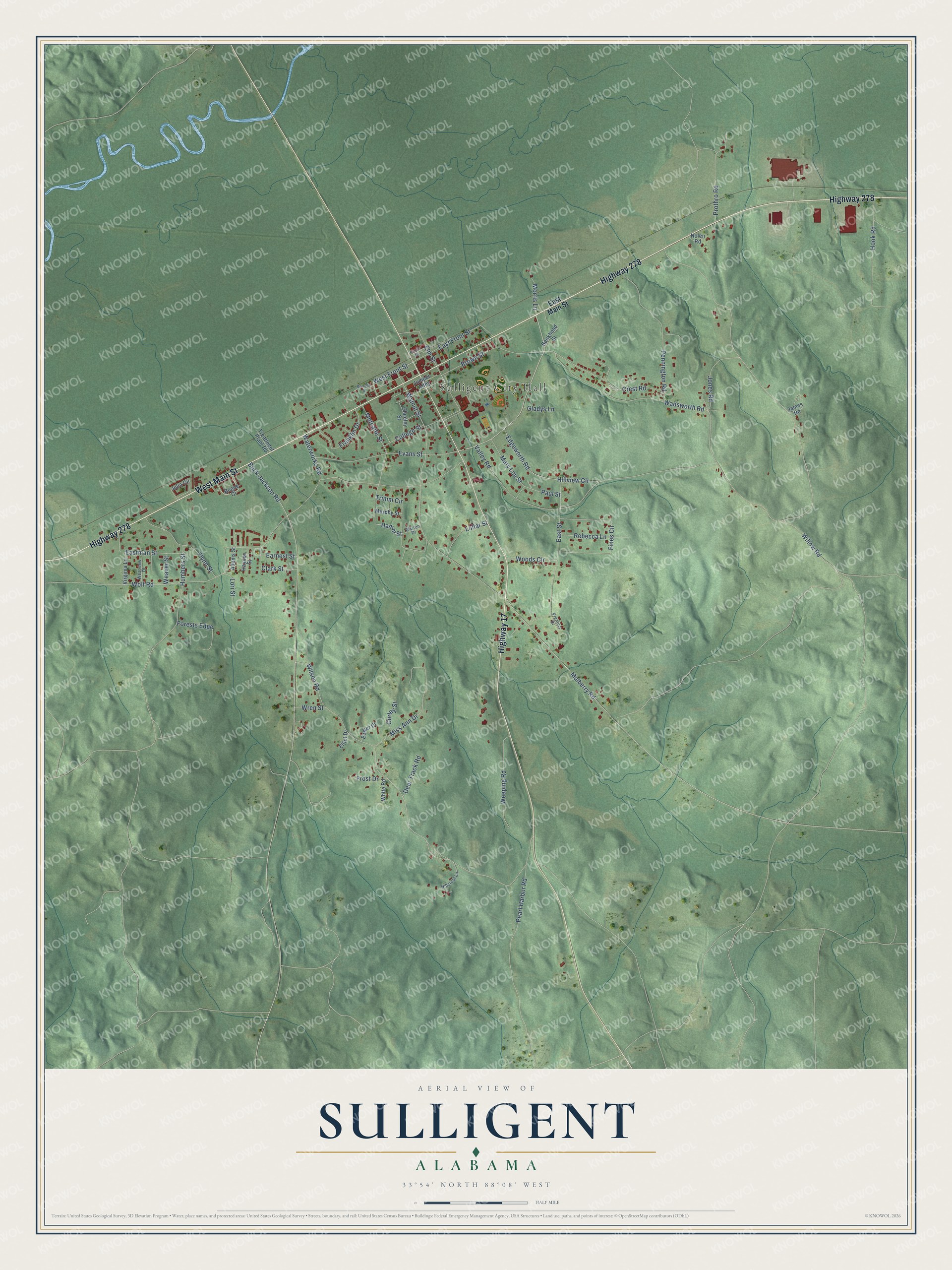 Watermarked full-map preview of Sulligent, Alabama