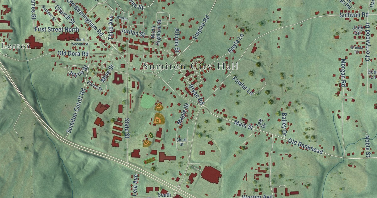 Map of Sumiton, Alabama in 2026