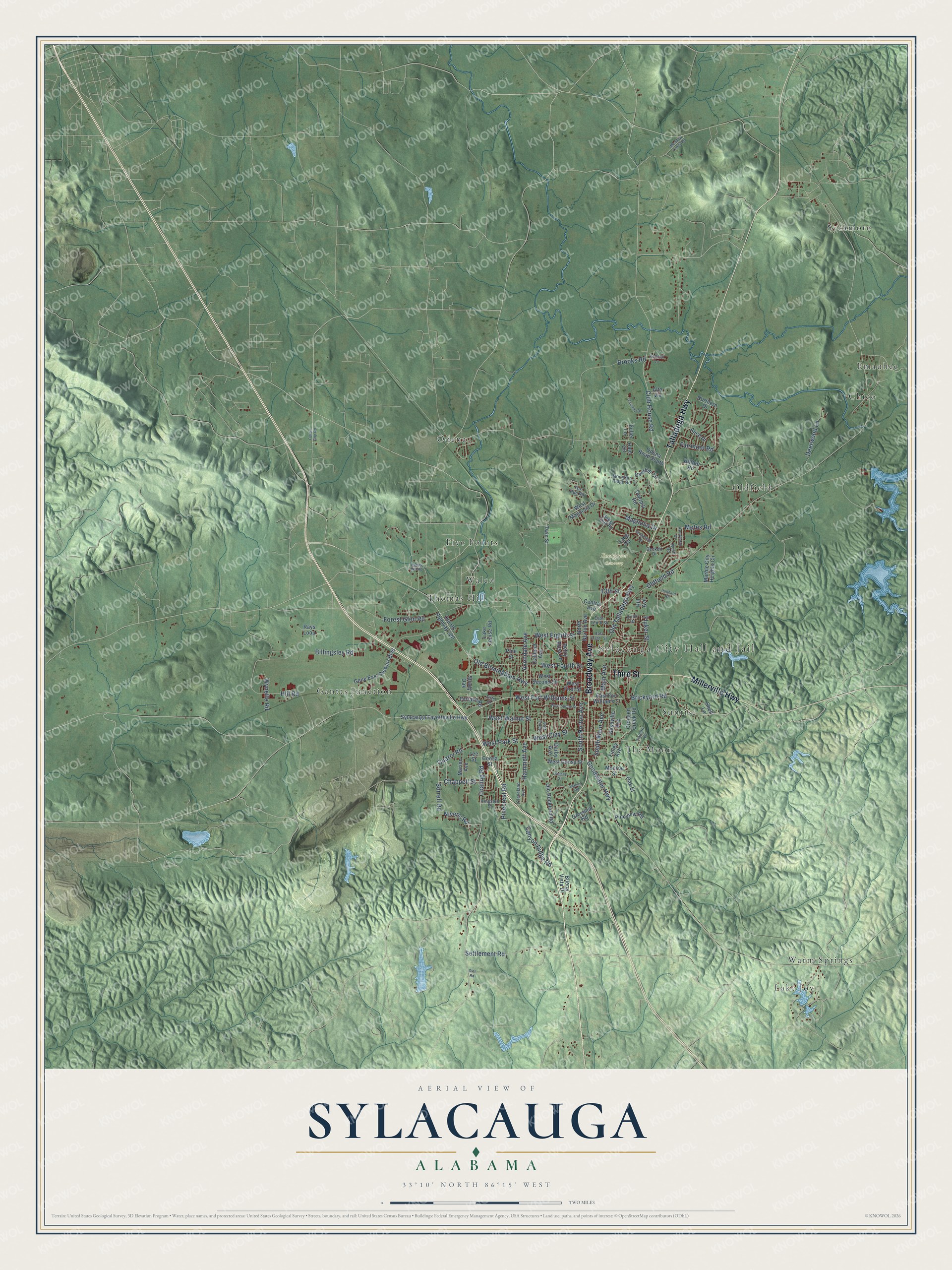 Watermarked full-map preview of Sylacauga, Alabama