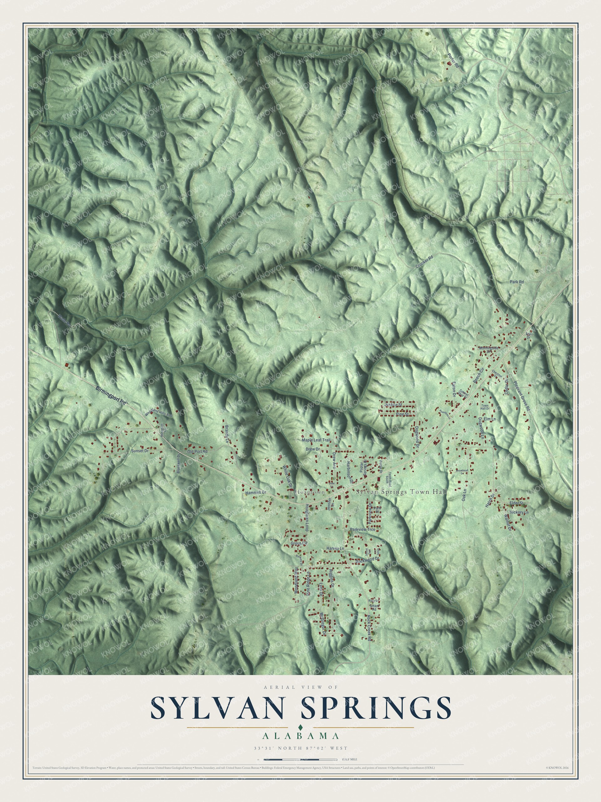 Watermarked full-map preview of Sylvan Springs, Alabama