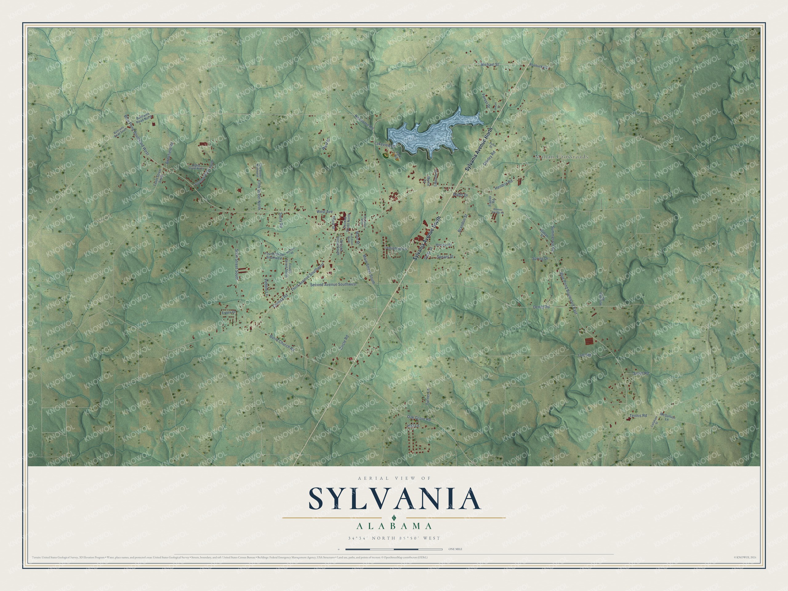Watermarked full-map preview of Sylvania, Alabama