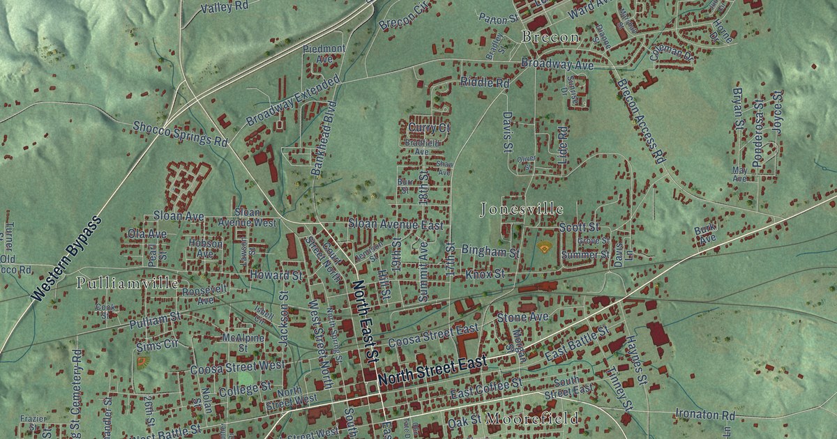 Map of Talladega, Alabama in 2026