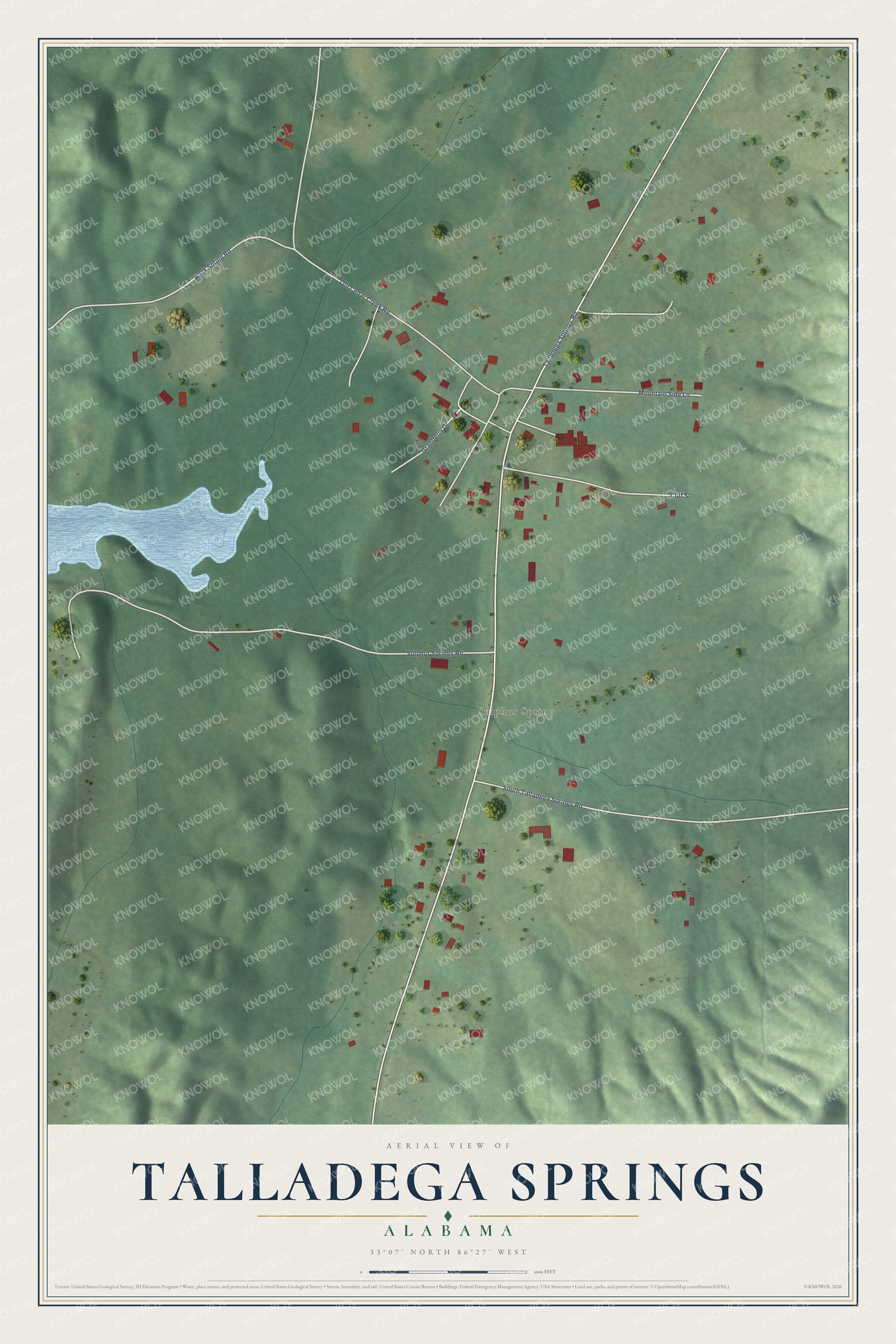 Watermarked full-map preview of Talladega Springs, Alabama