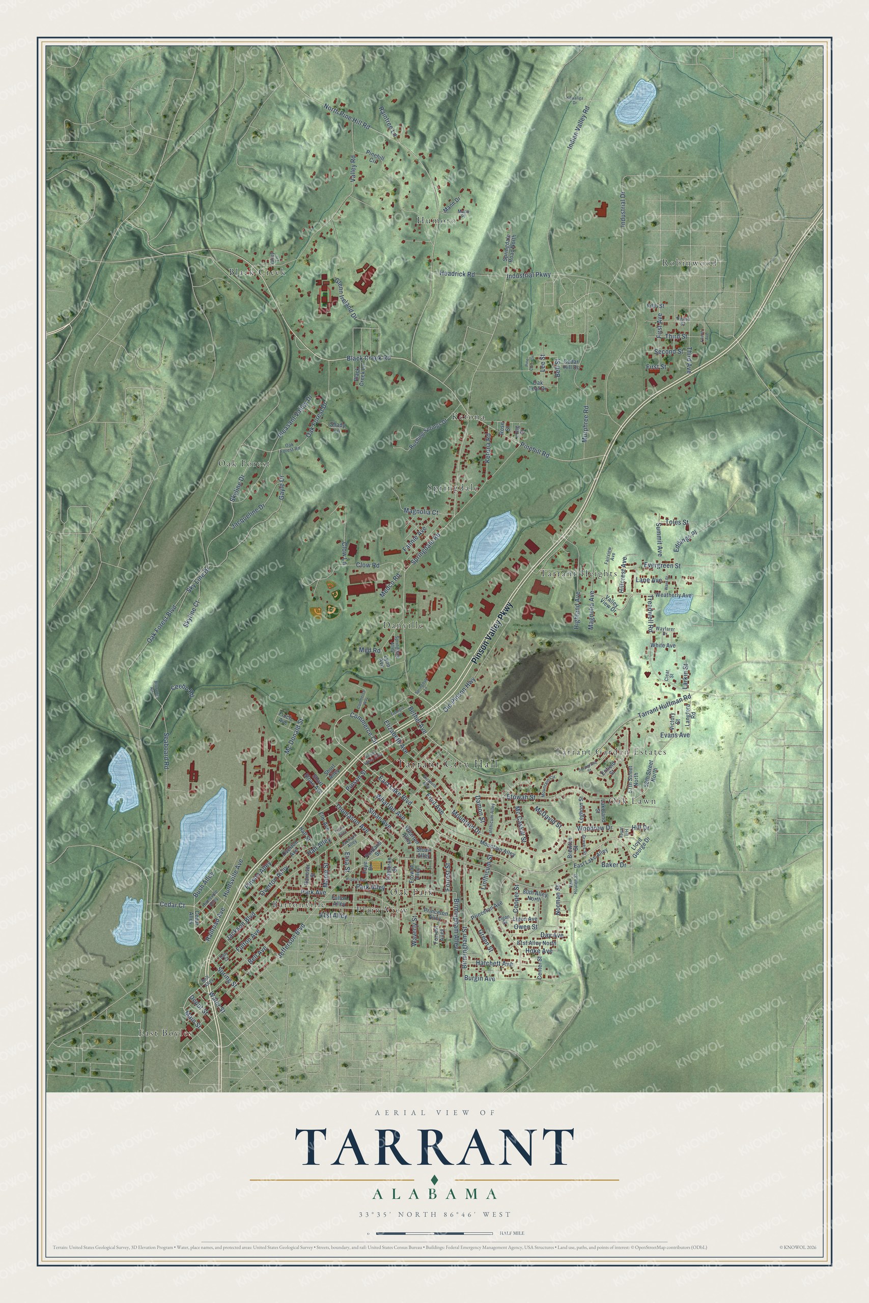 Watermarked full-map preview of Tarrant, Alabama