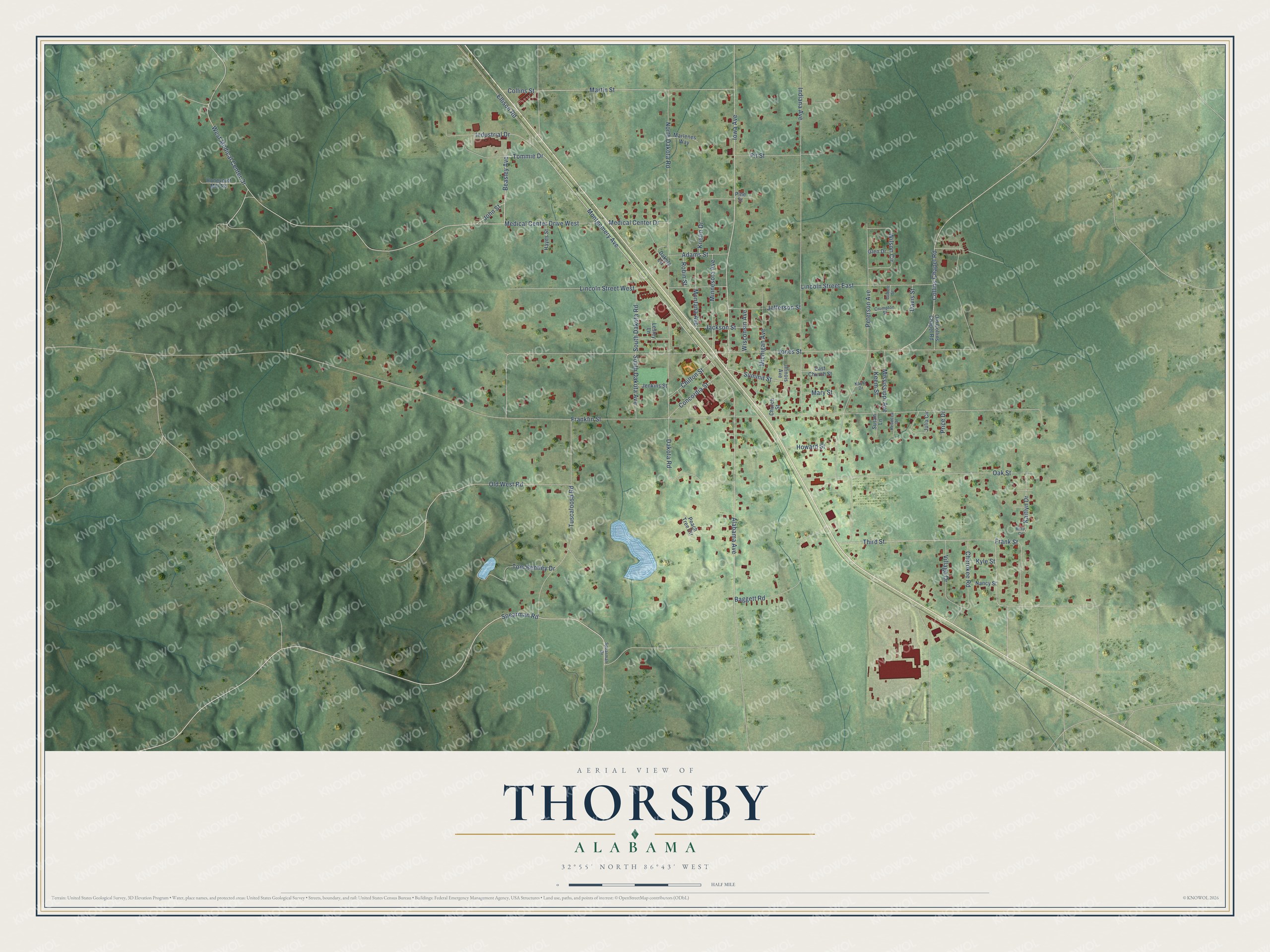 Watermarked full-map preview of Thorsby, Alabama