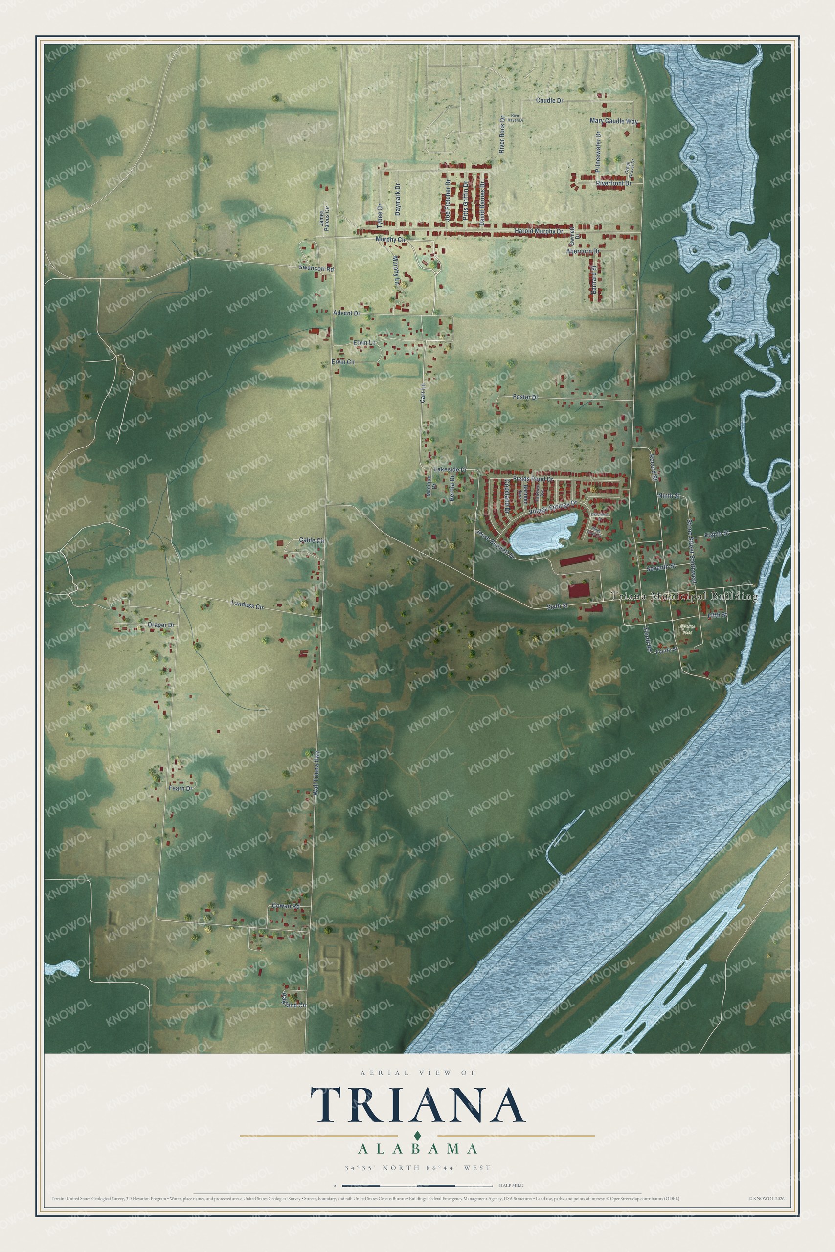 Watermarked full-map preview of Triana, Alabama