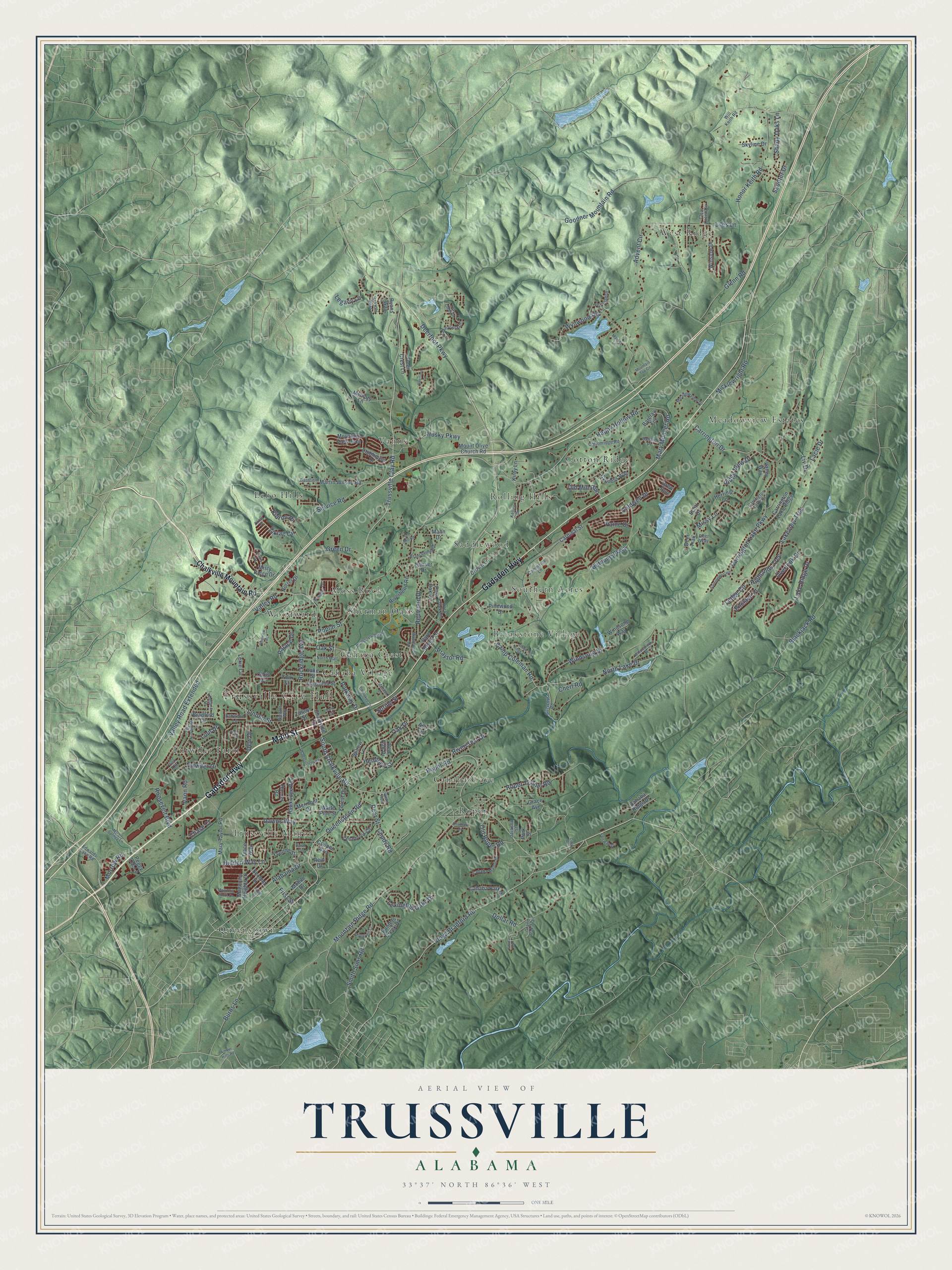 Watermarked full-map preview of Trussville, Alabama