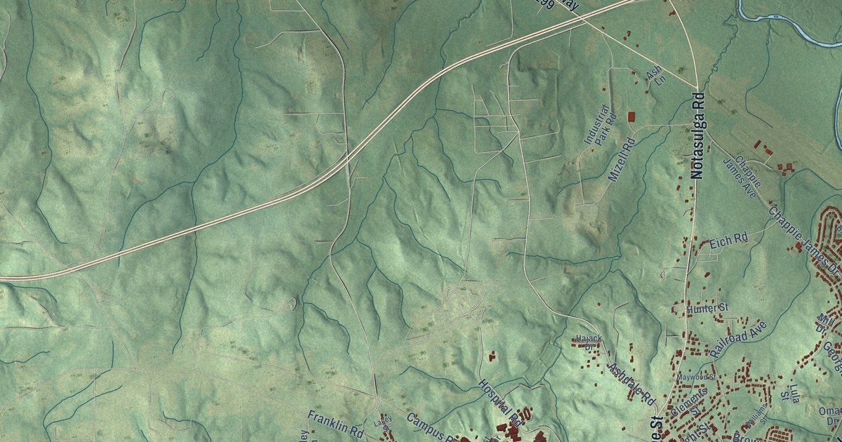 Map of Tuskegee, Alabama in 2026