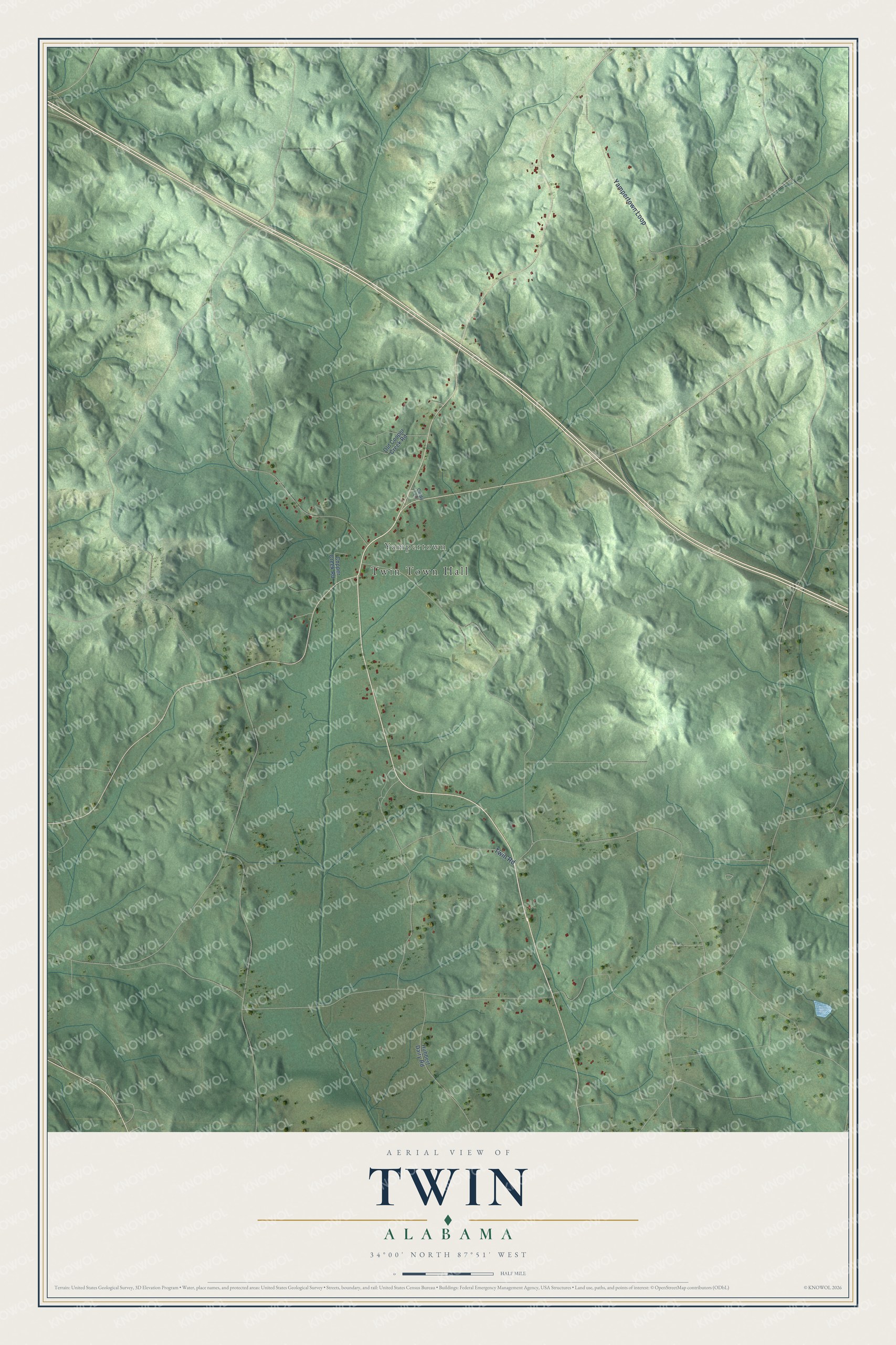 Watermarked full-map preview of Twin, Alabama
