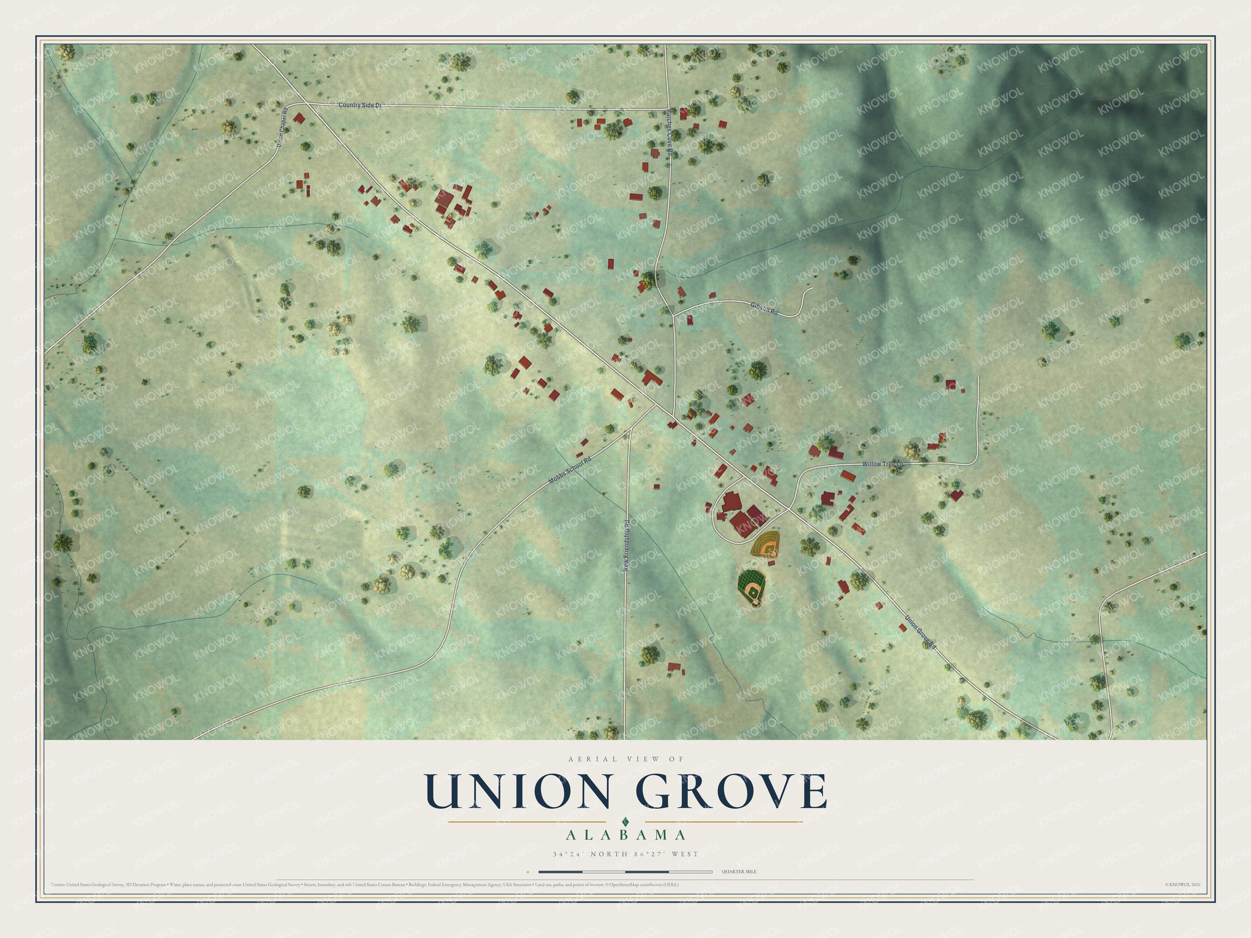 Watermarked full-map preview of Union Grove, Alabama