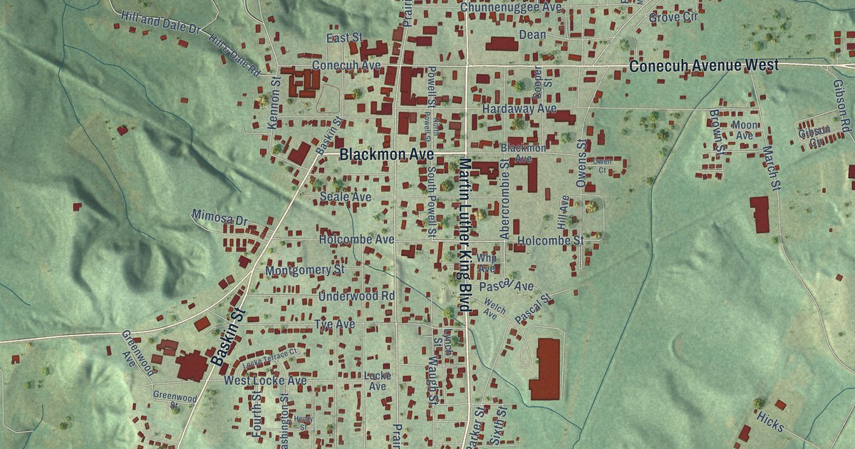 Map of Union Springs, Alabama in 2026