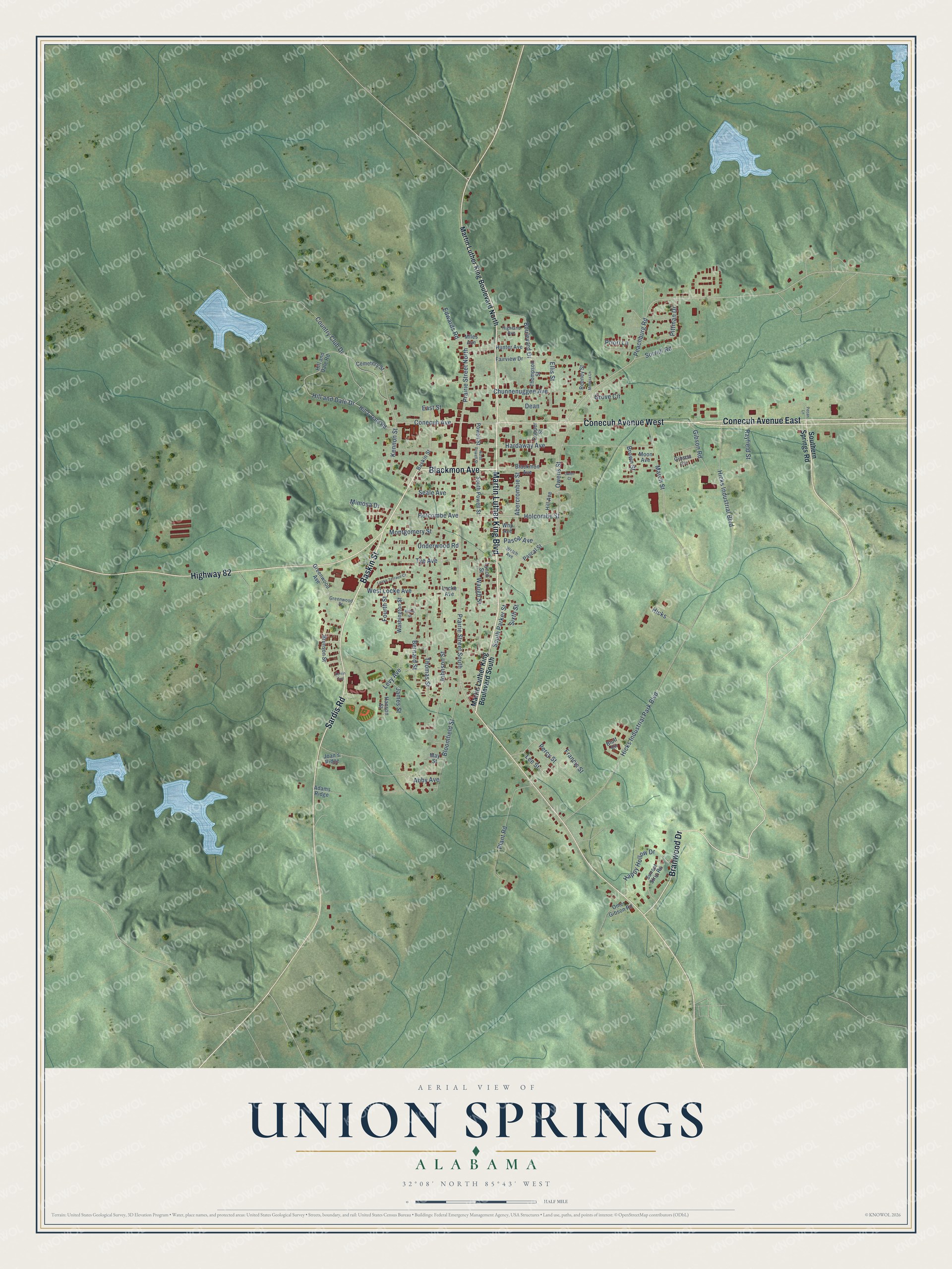 Watermarked full-map preview of Union Springs, Alabama