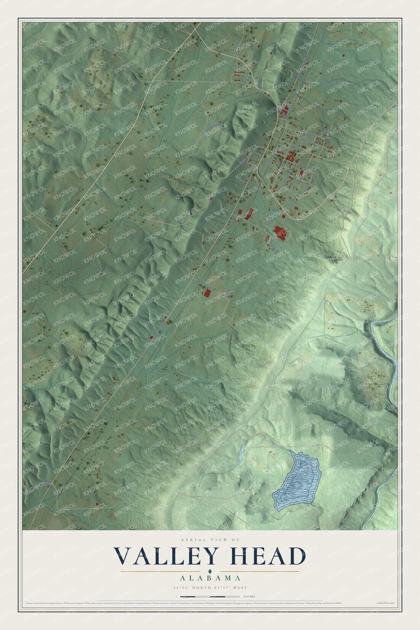 Watermarked full-map preview of Valley Head, Alabama
