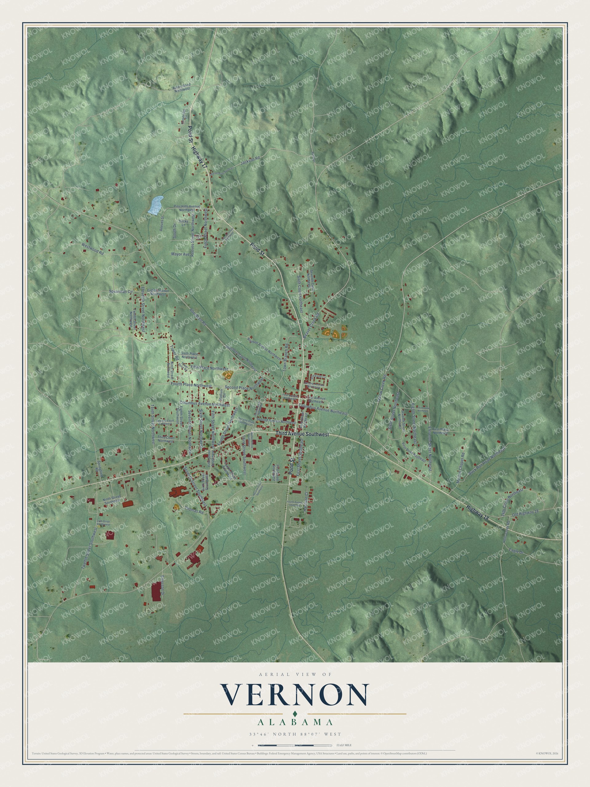 Watermarked full-map preview of Vernon, Alabama