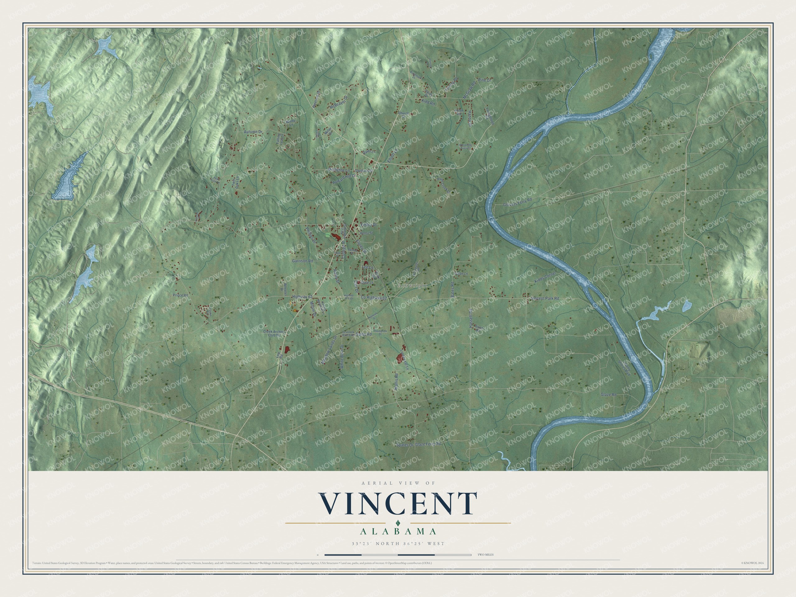 Watermarked full-map preview of Vincent, Alabama