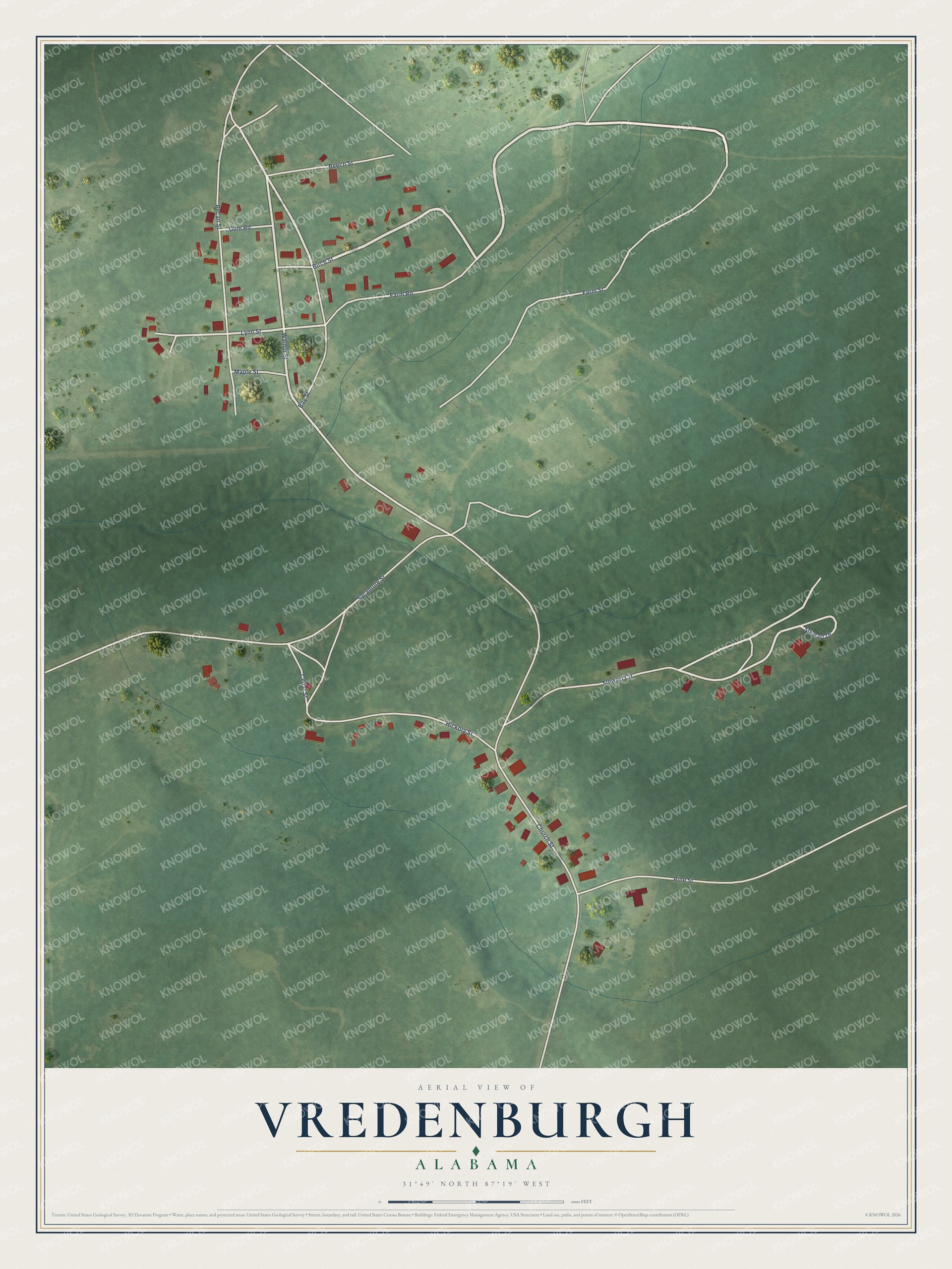 Watermarked full-map preview of Vredenburgh, Alabama