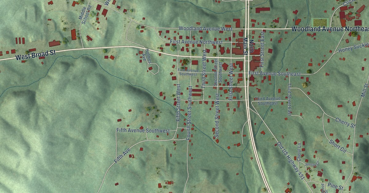 Map of Wedowee, Alabama in 2026