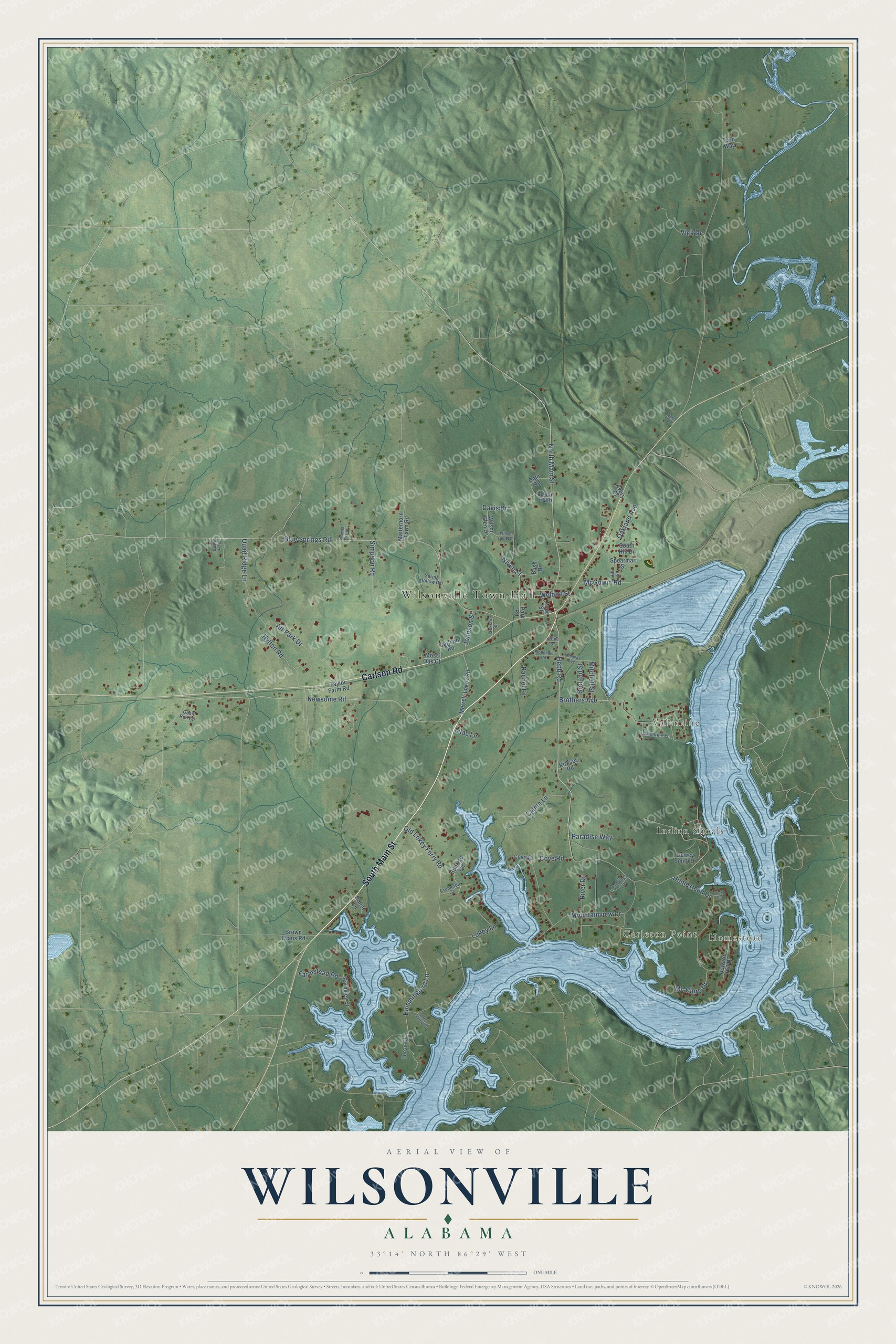 Watermarked full-map preview of Wilsonville, Alabama