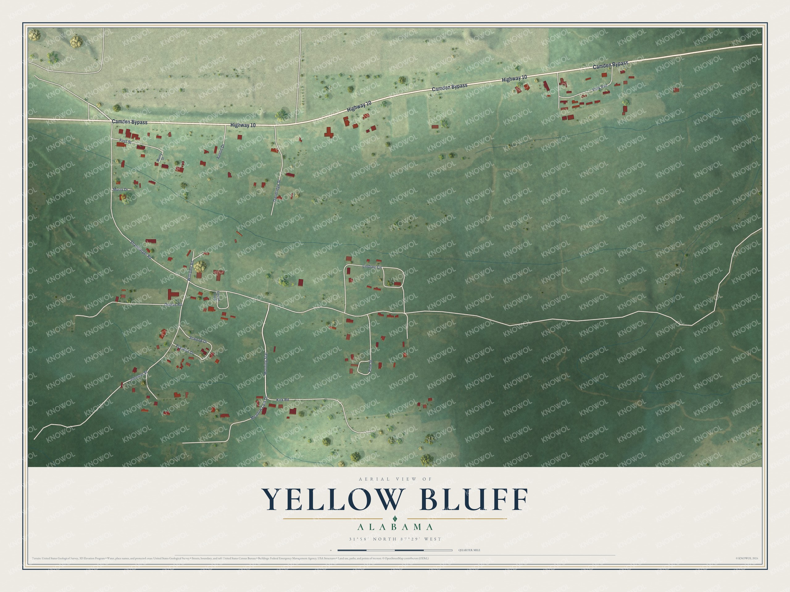 Watermarked full-map preview of Yellow Bluff, Alabama