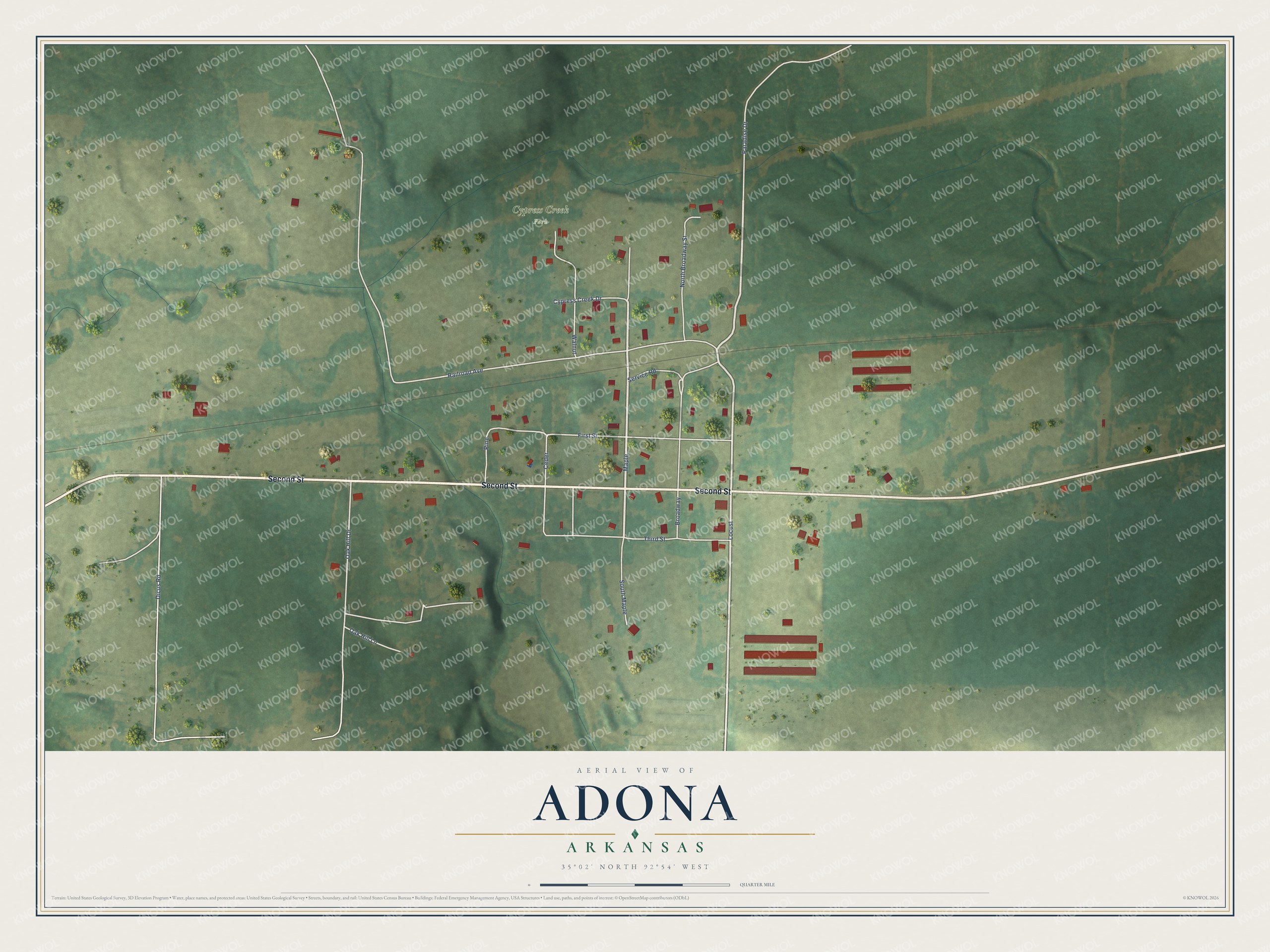 Watermarked full-map preview of Adona, Arkansas