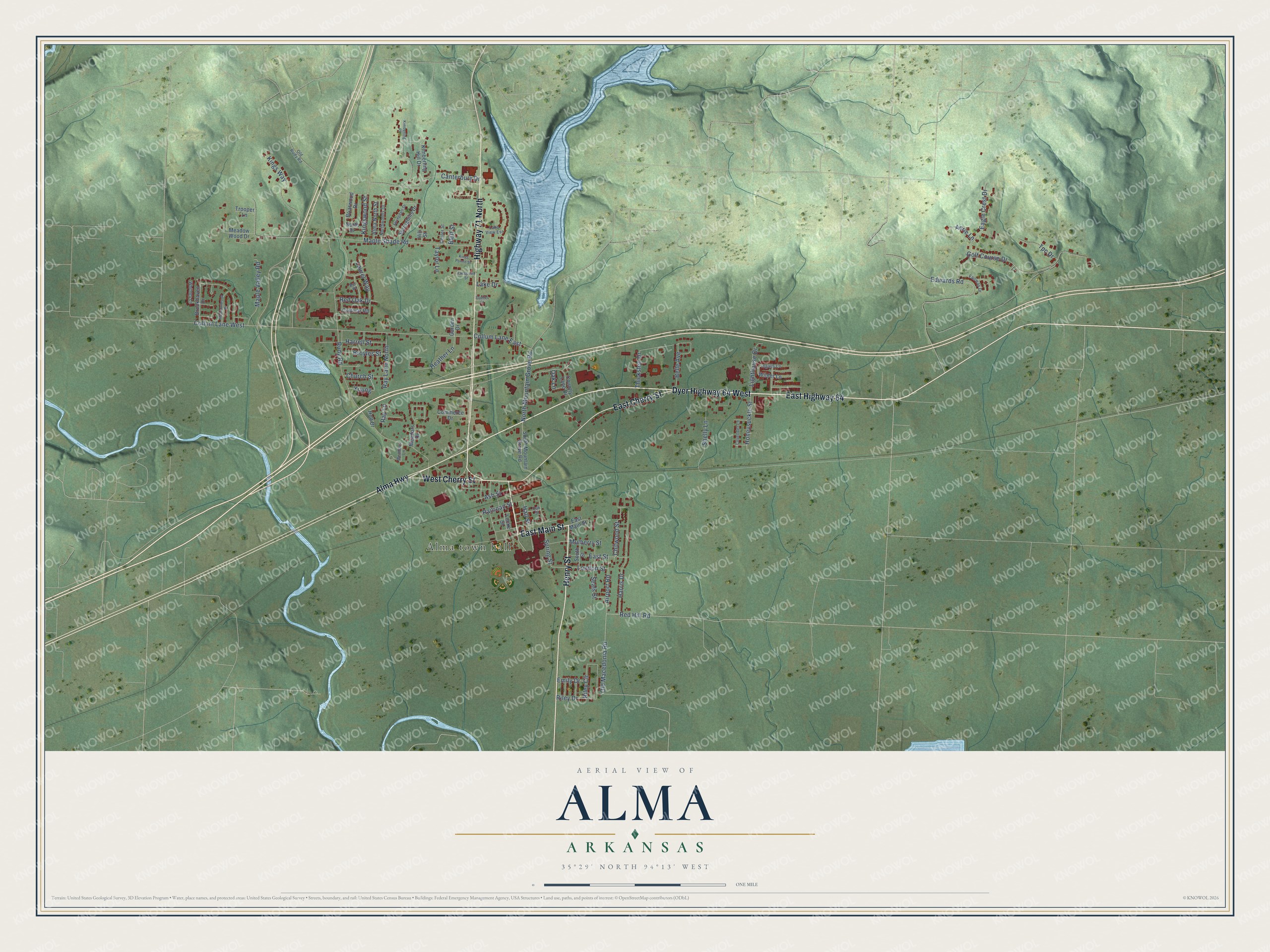 Watermarked full-map preview of Alma, Arkansas
