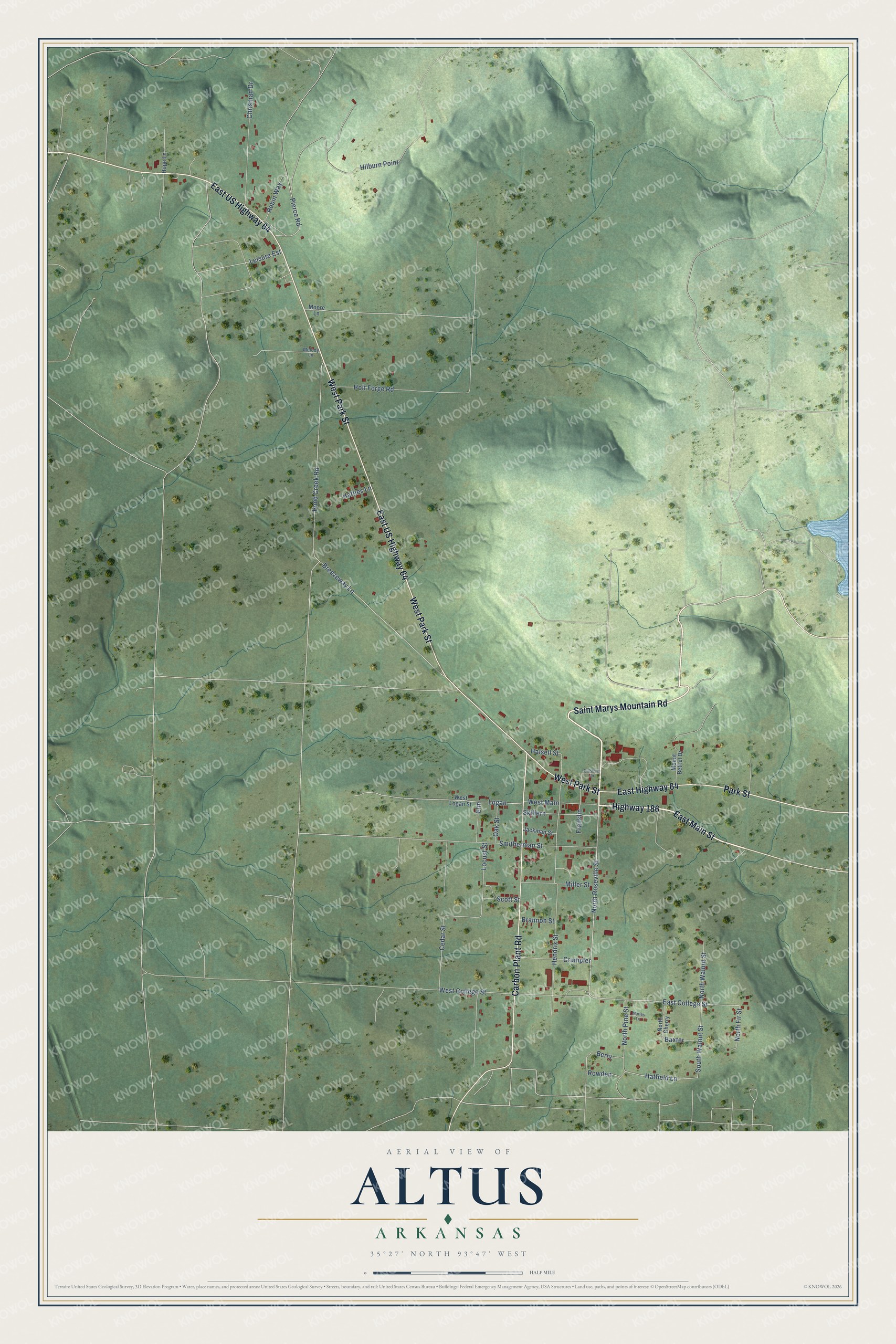 Watermarked full-map preview of Altus, Arkansas