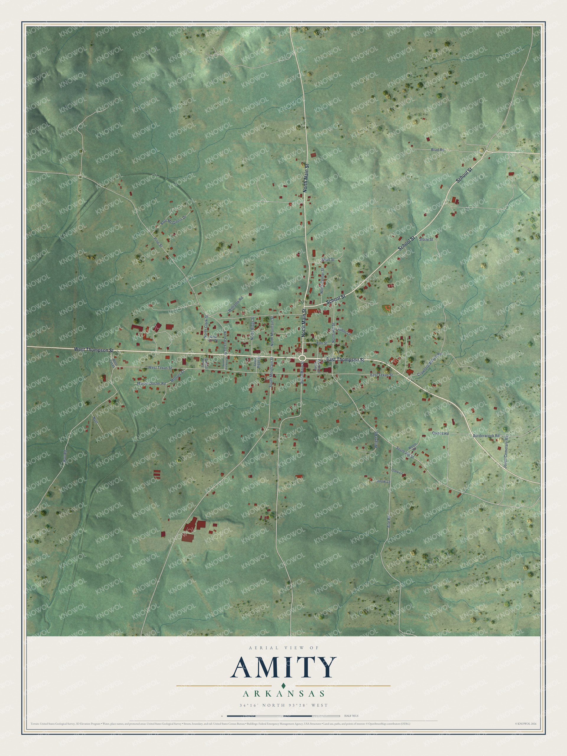 Watermarked full-map preview of Amity, Arkansas