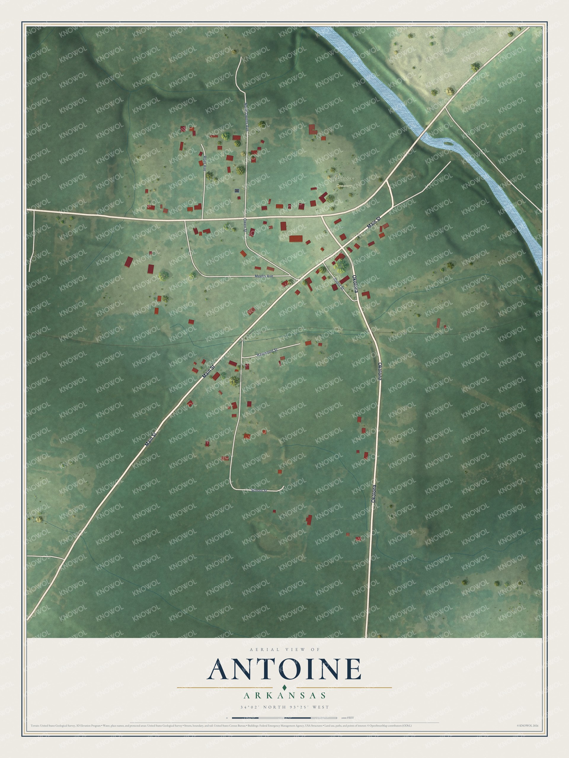 Watermarked full-map preview of Antoine, Arkansas