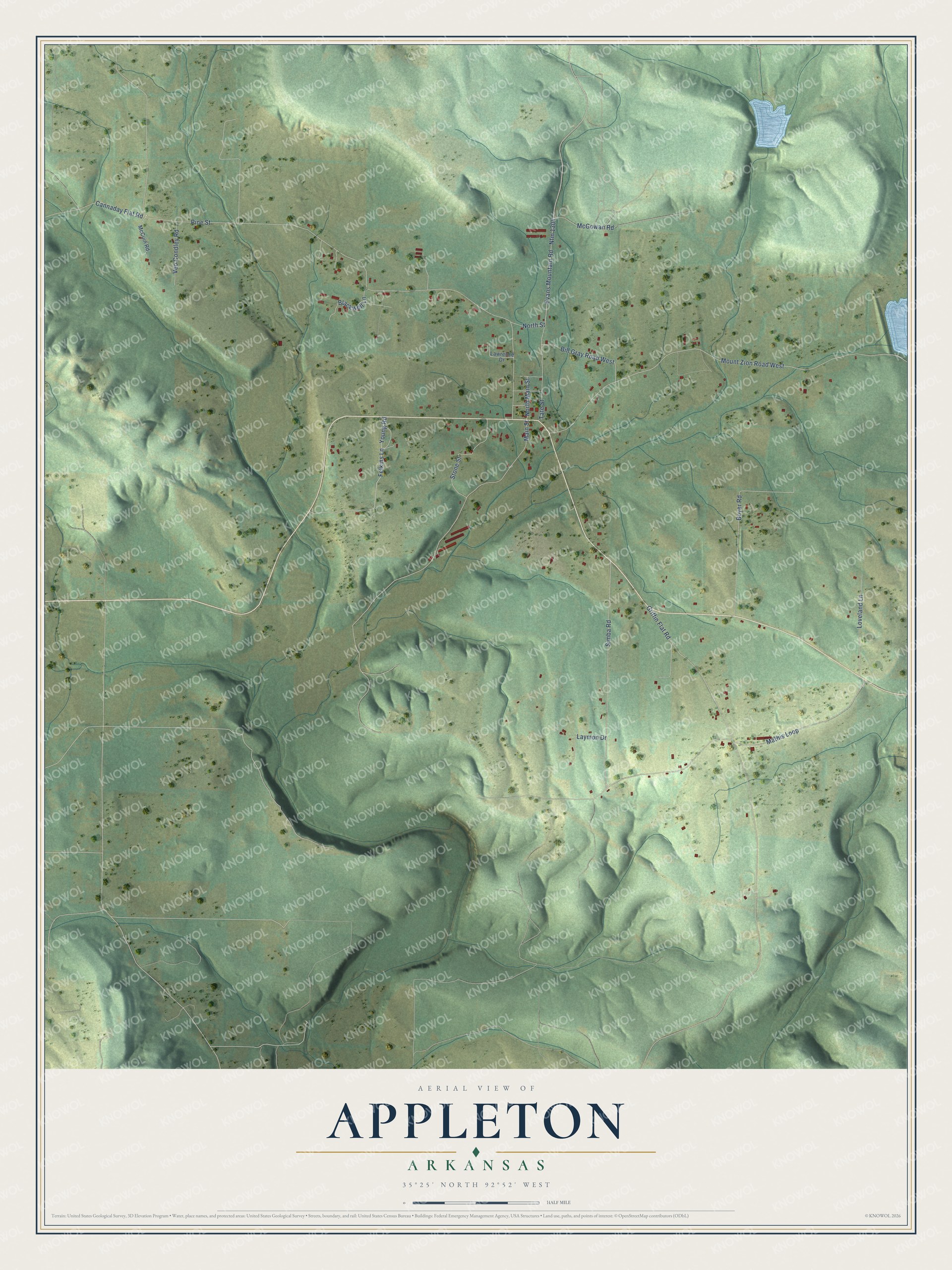 Watermarked full-map preview of Appleton, Arkansas